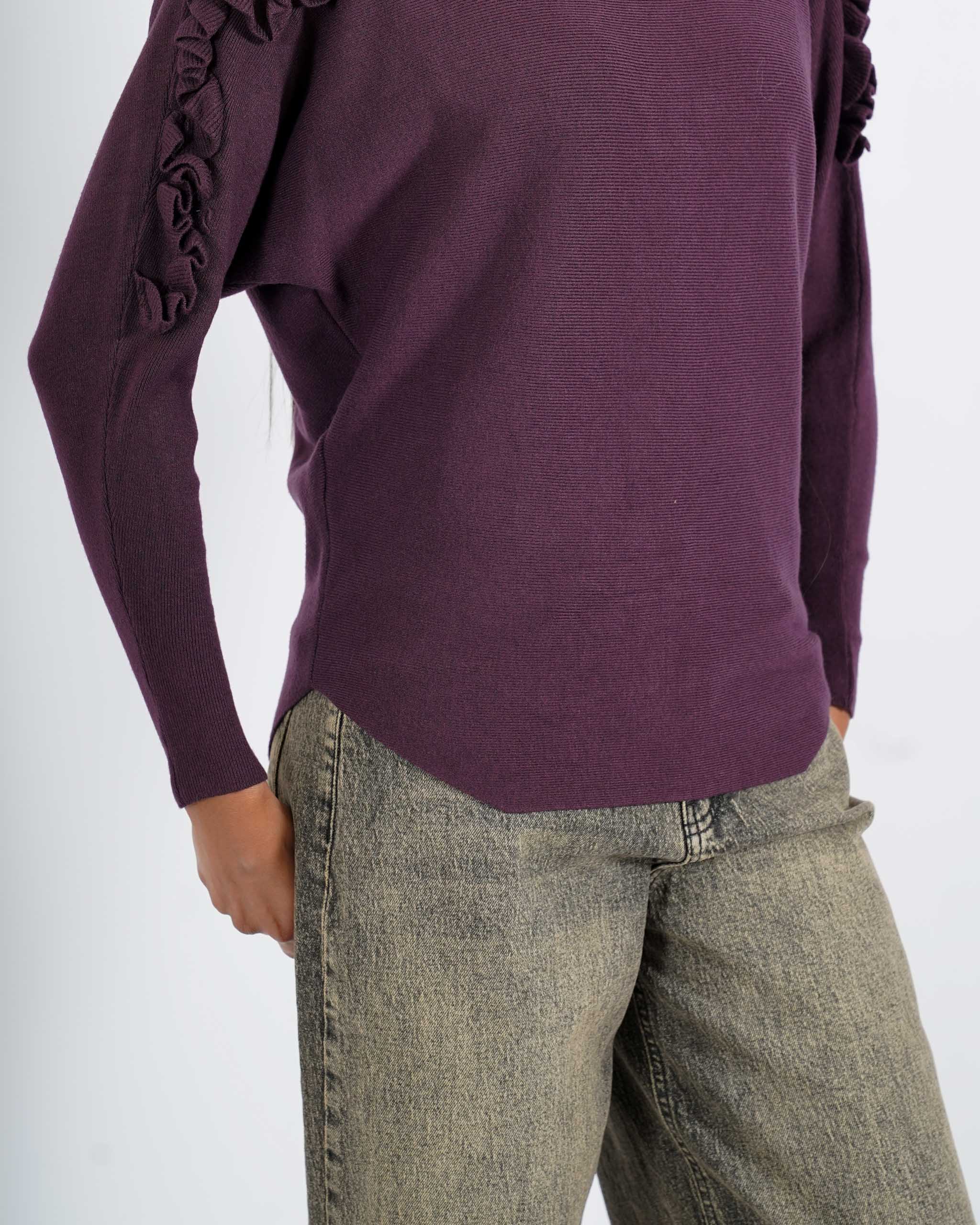 Maglia girocollo con ruche su spalle - Nazaria