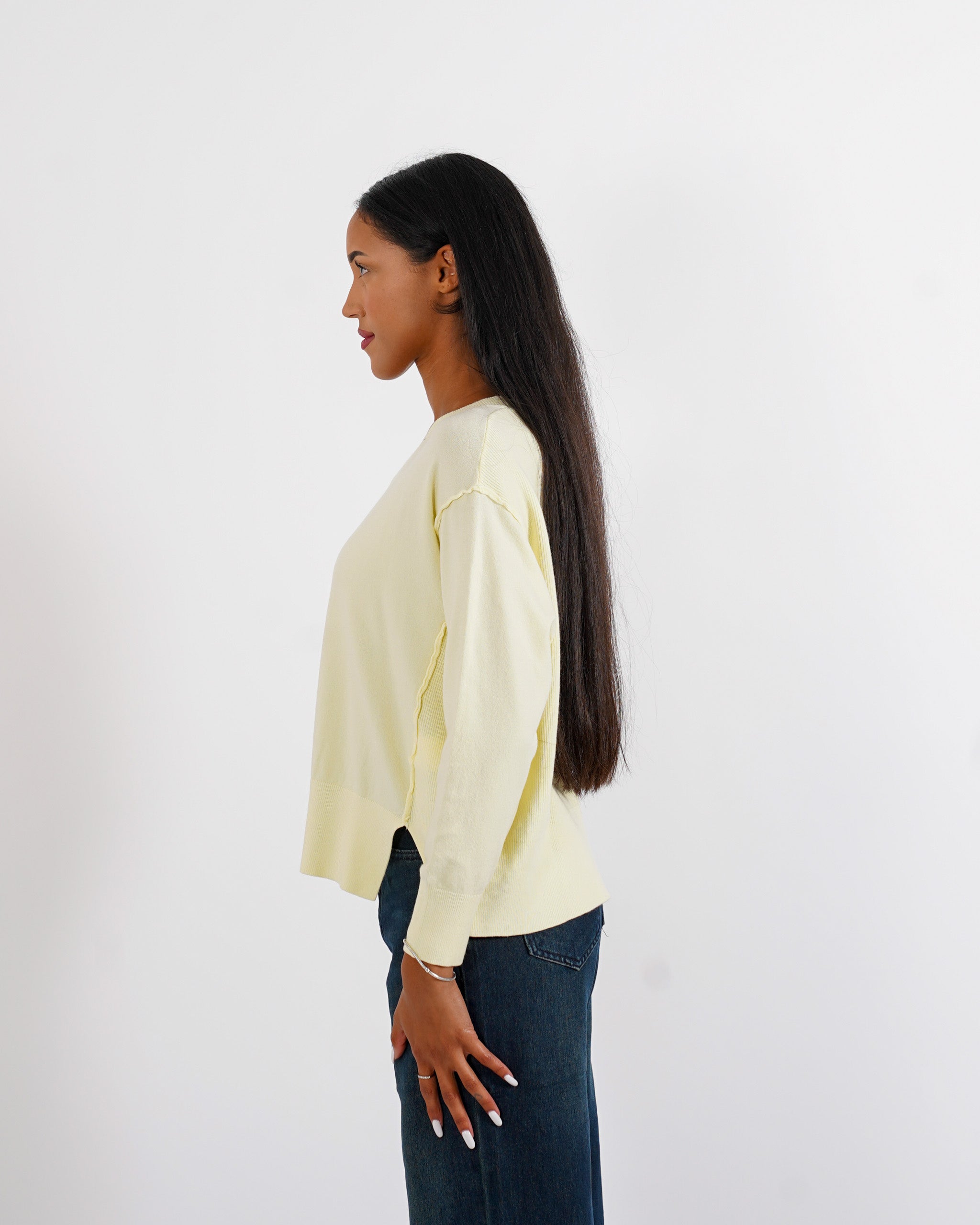 Maglia girocollo con maniche raglan e spacchi - Oringa