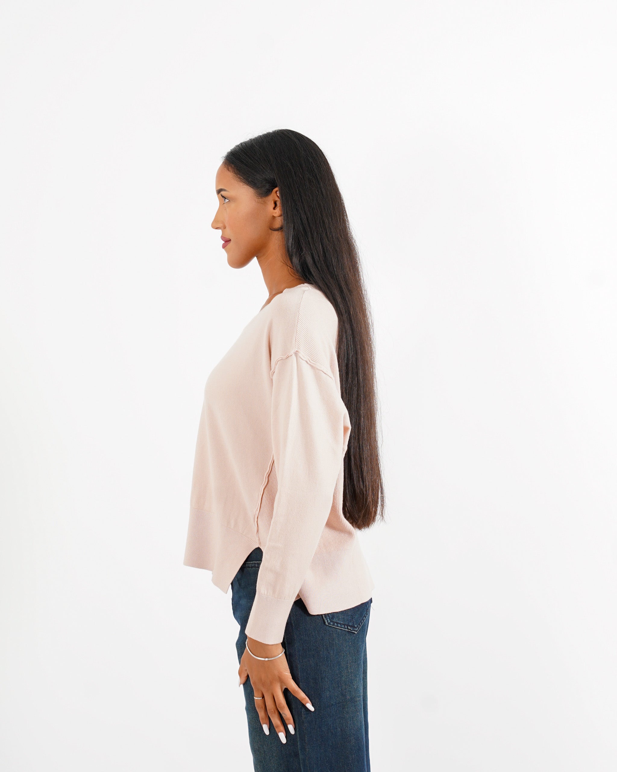 Maglia girocollo con maniche raglan e spacchi - Oringa