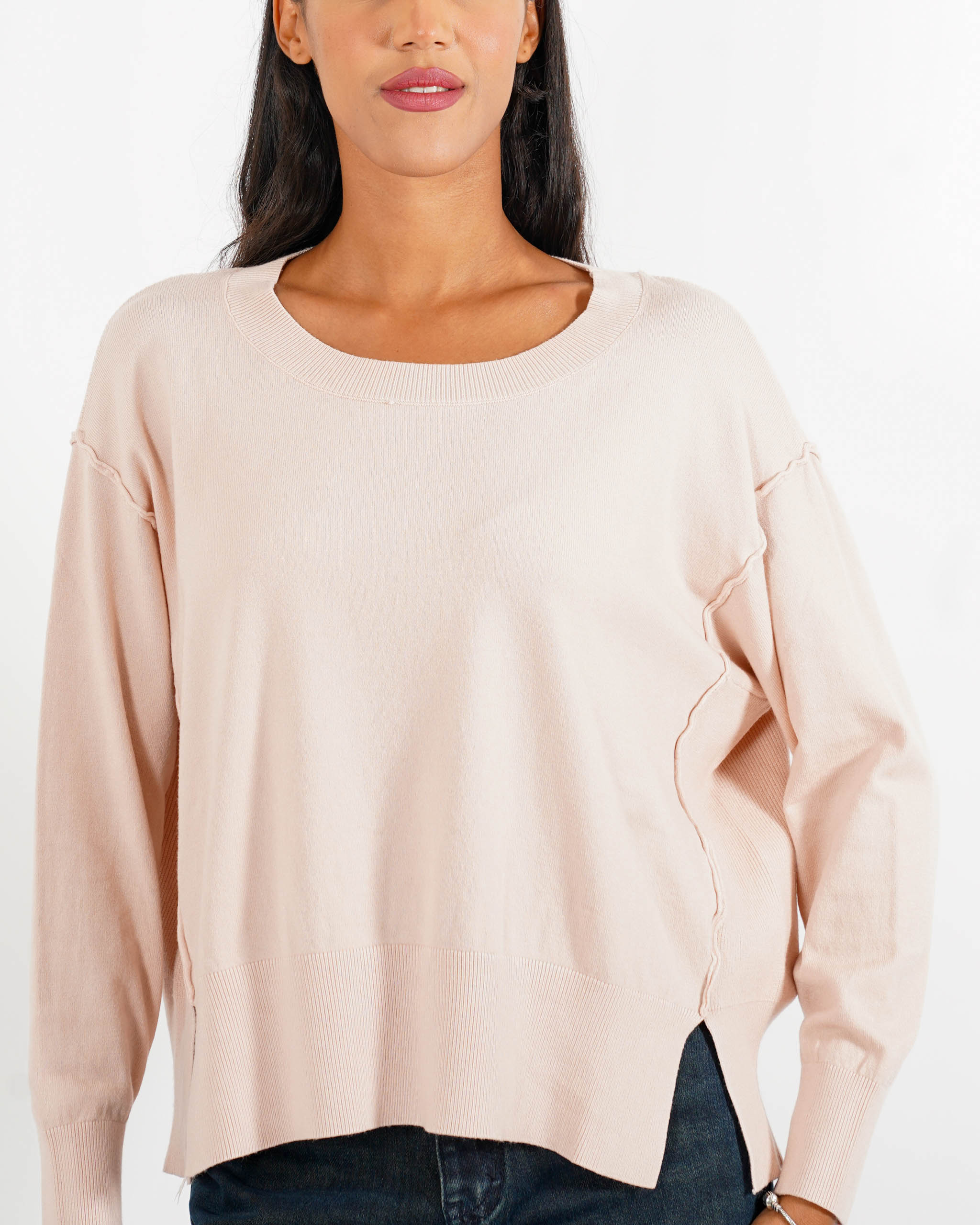 Maglia girocollo con maniche raglan e spacchi - Oringa
