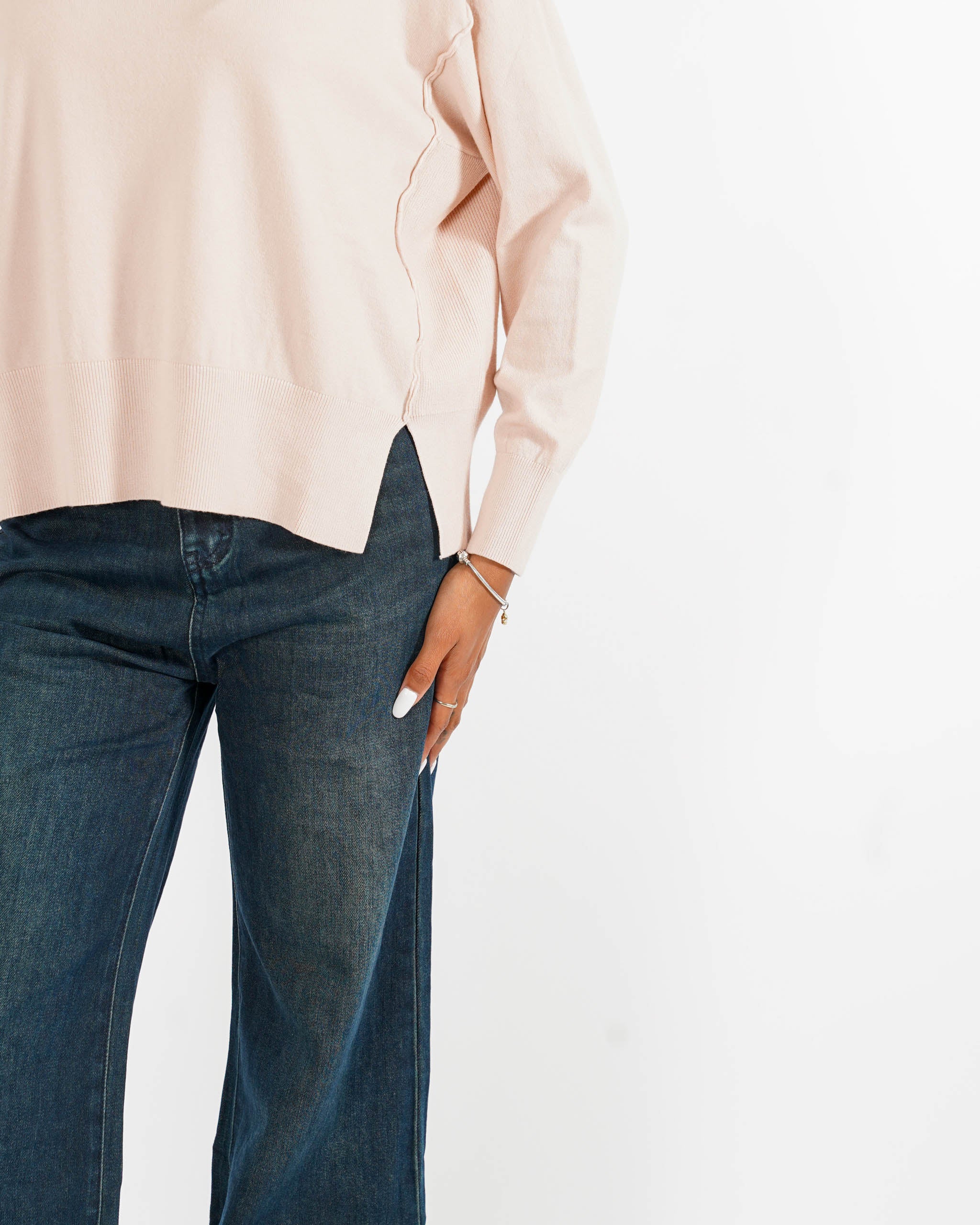 Maglia girocollo con maniche raglan e spacchi - Oringa