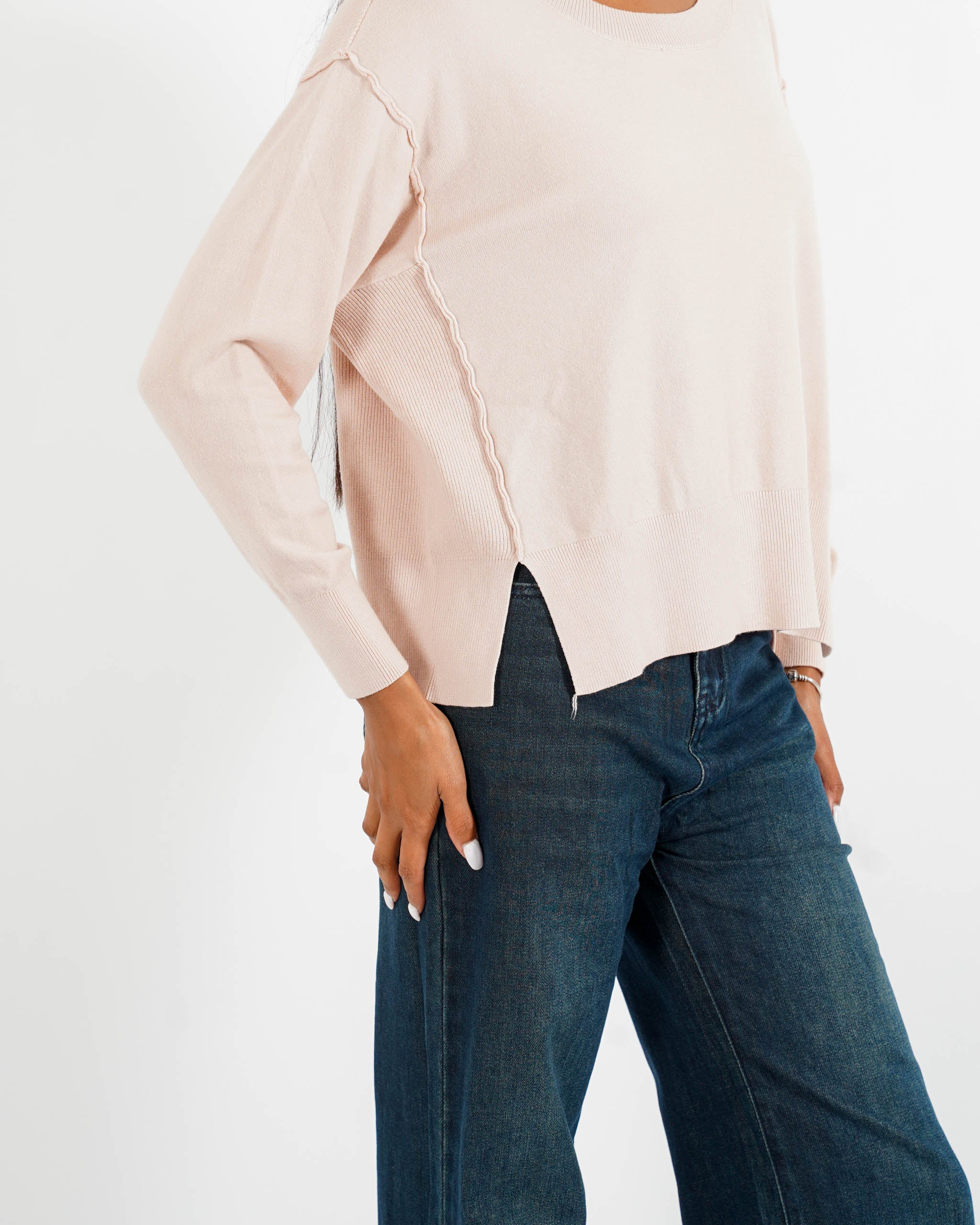 Maglia girocollo con maniche raglan e spacchi - Oringa