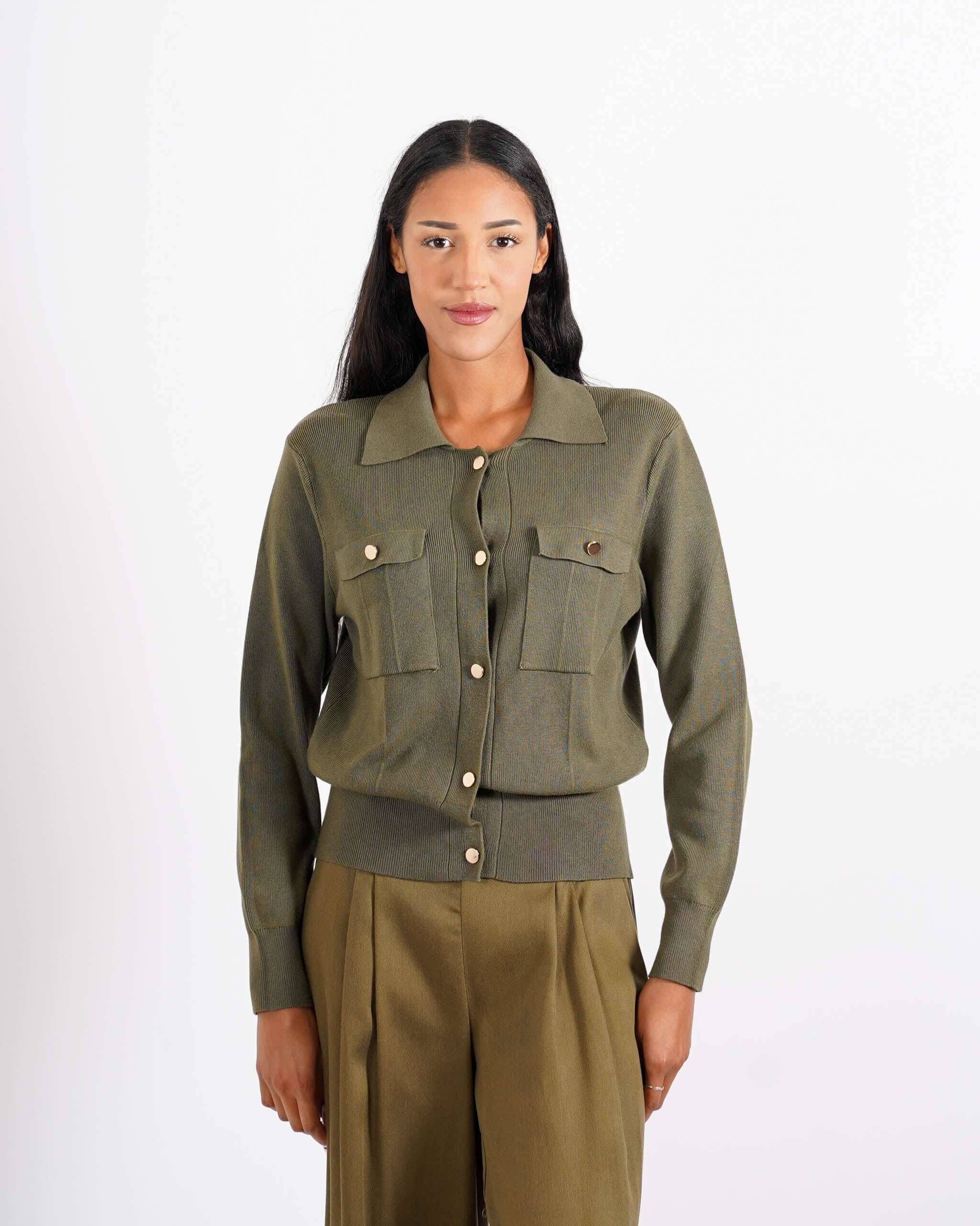 Maglia sahariana con bottoni oro - Casamira - Hope Fashion