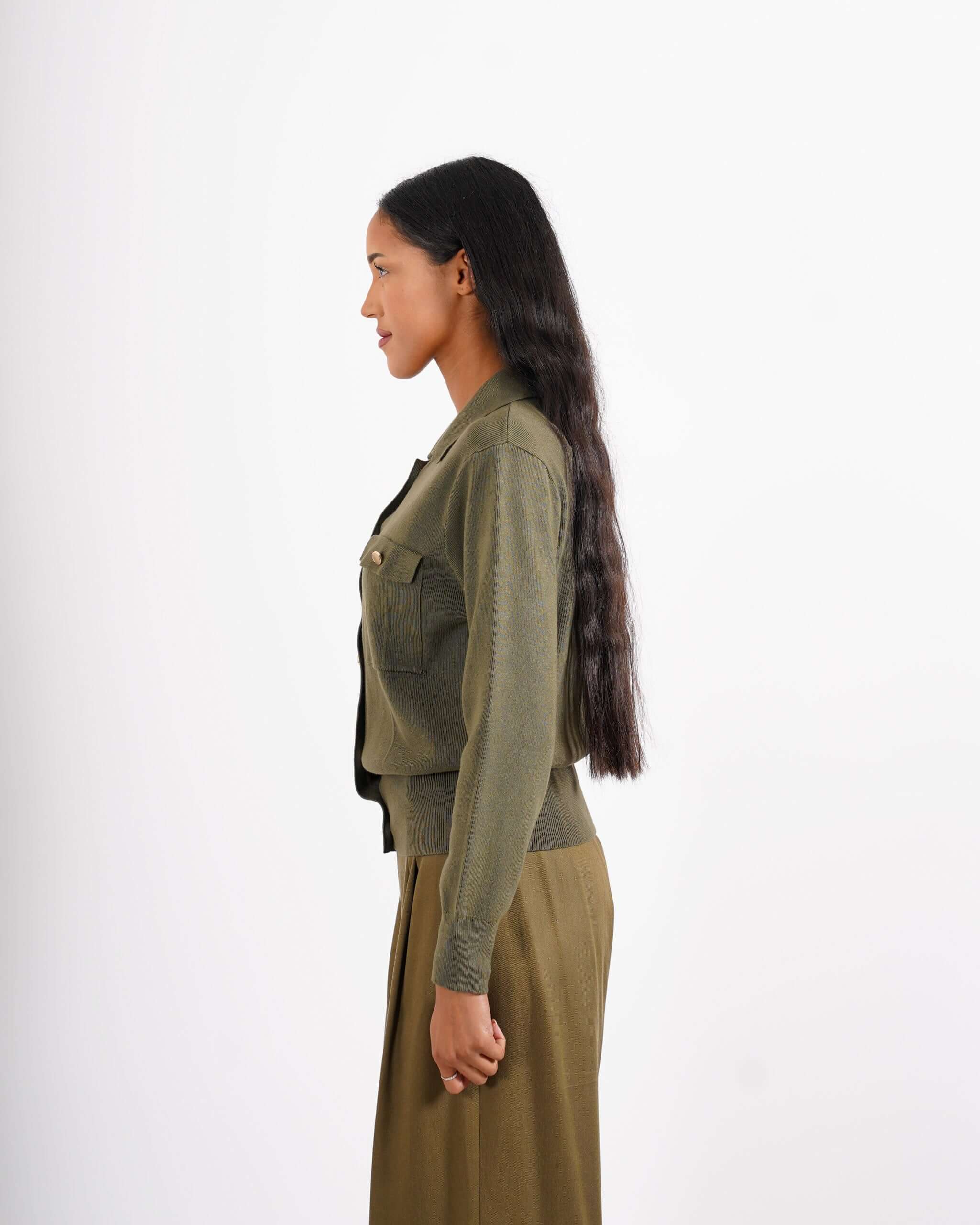 Maglia sahariana con bottoni oro - Casamira - Hope Fashion