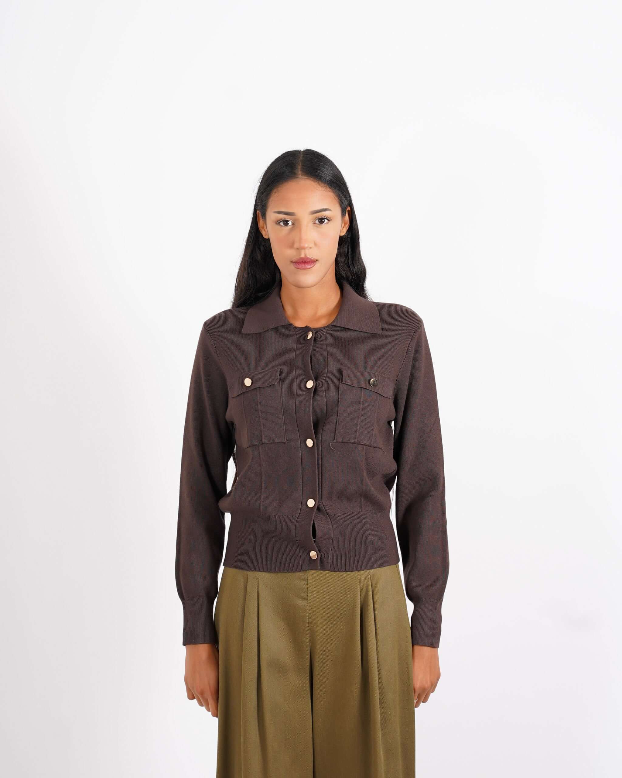 Maglia sahariana con bottoni oro - Casamira - Hope Fashion