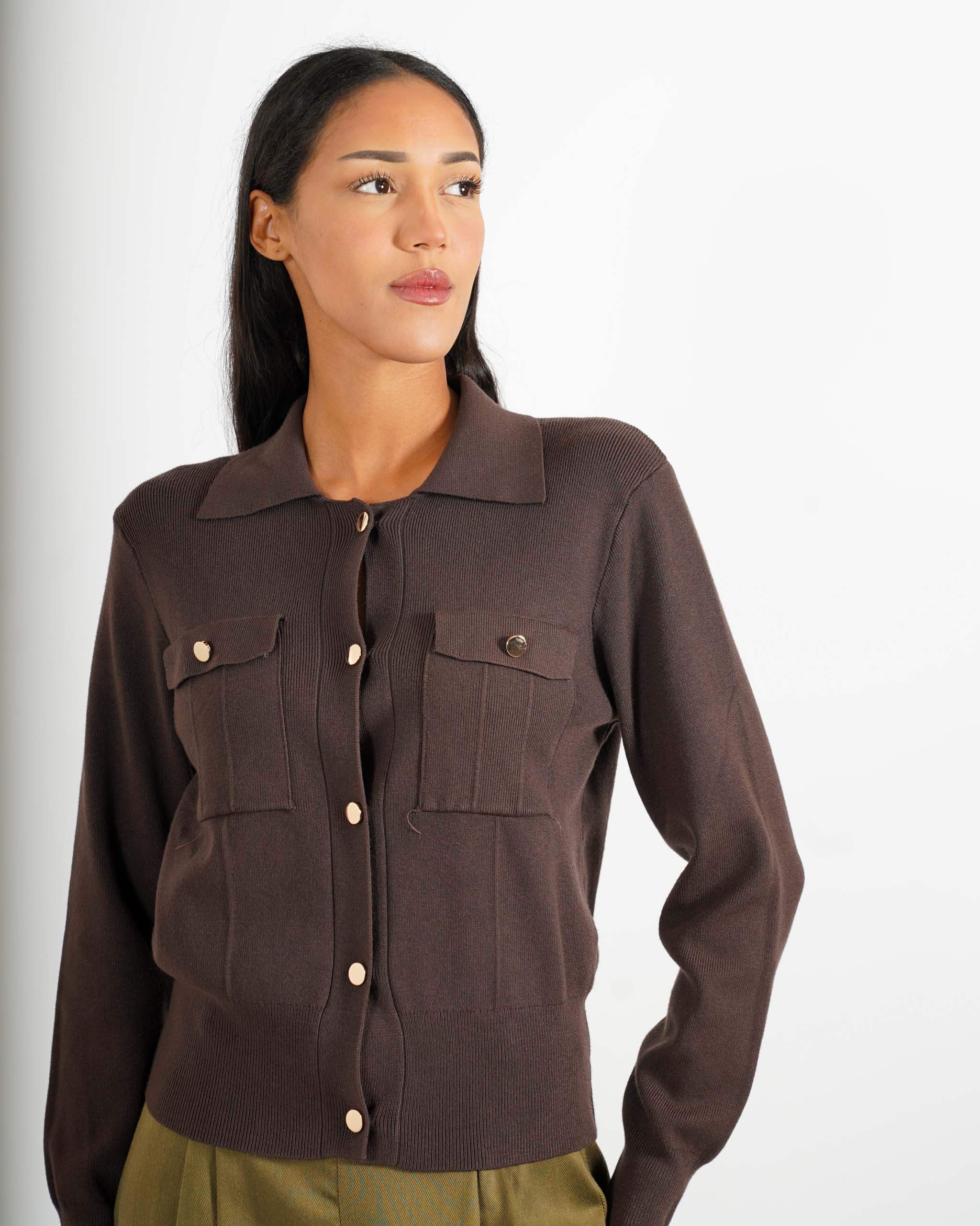 Maglia sahariana con bottoni oro - Casamira - Hope Fashion