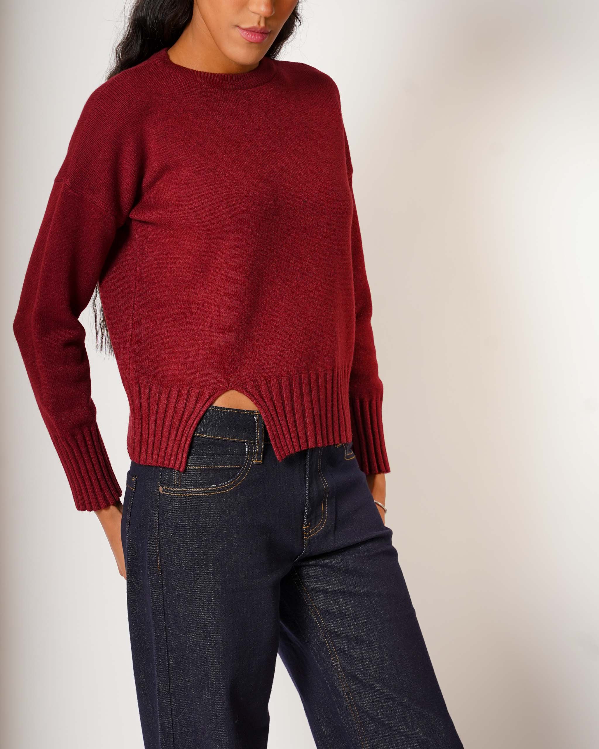 Maglia girocollo minimal con spacco frontale - Fulgenzia