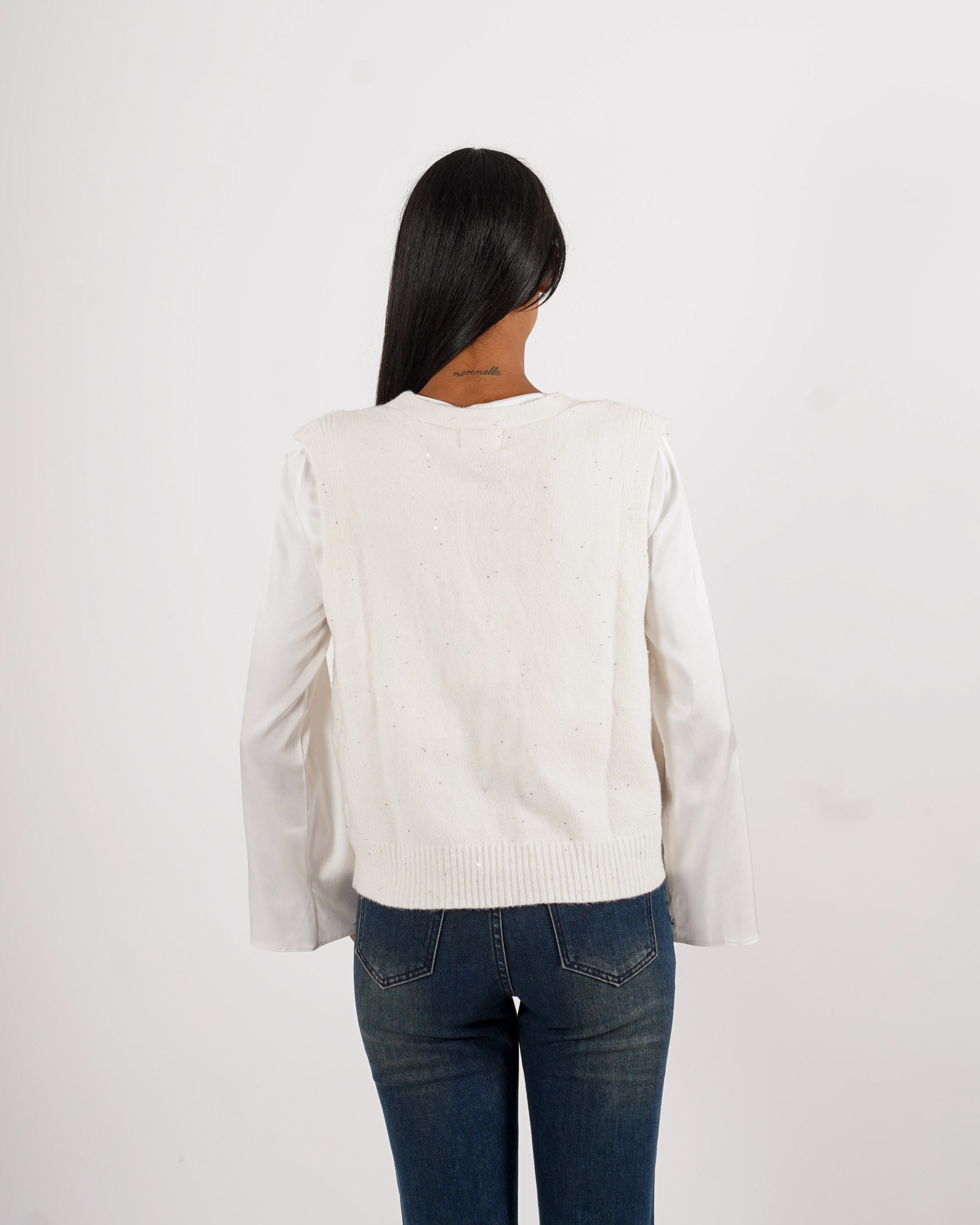 Gilet over in tricot con micropaillettes - Gregoria