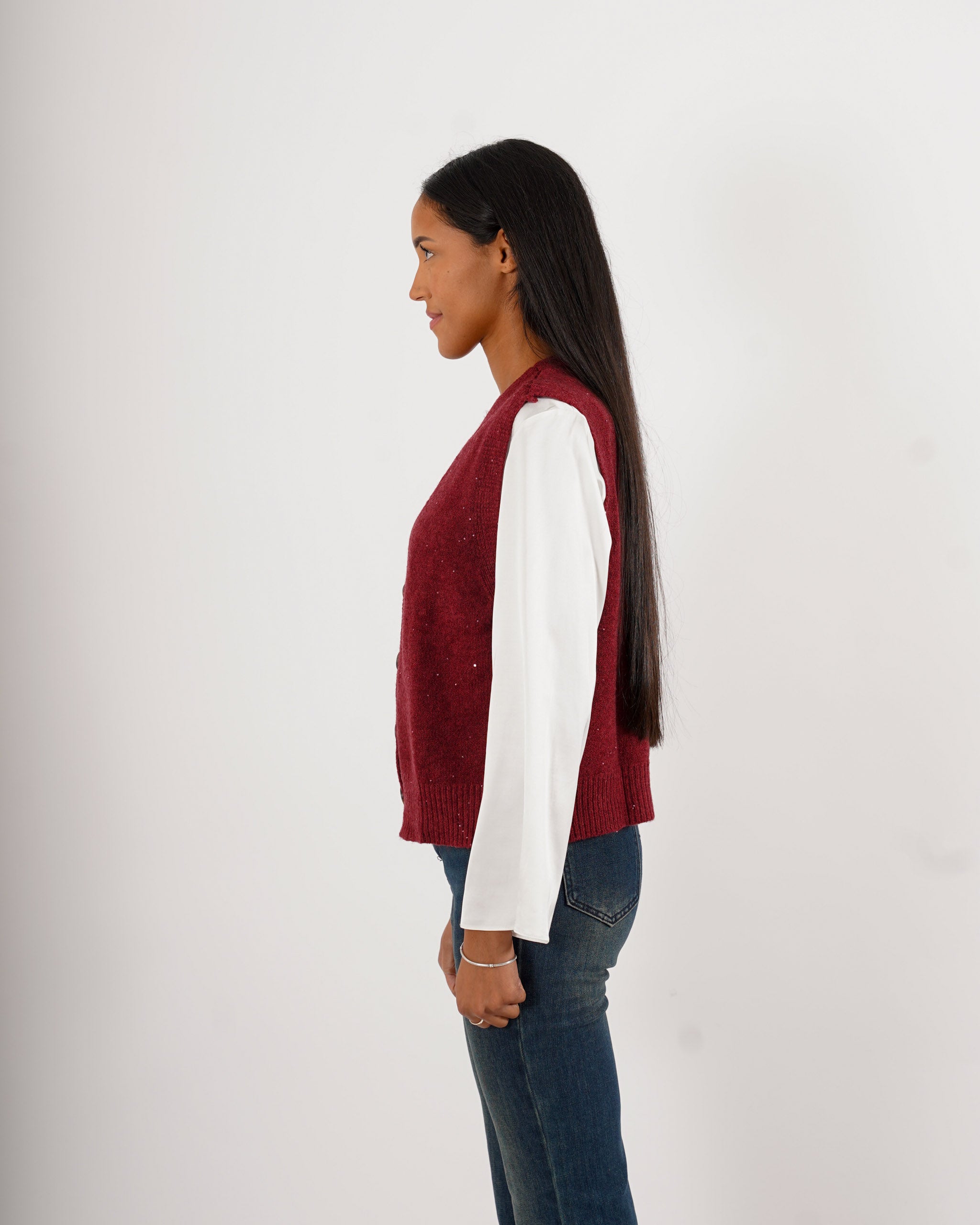 Gilet over in tricot con micropaillettes - Gregoria
