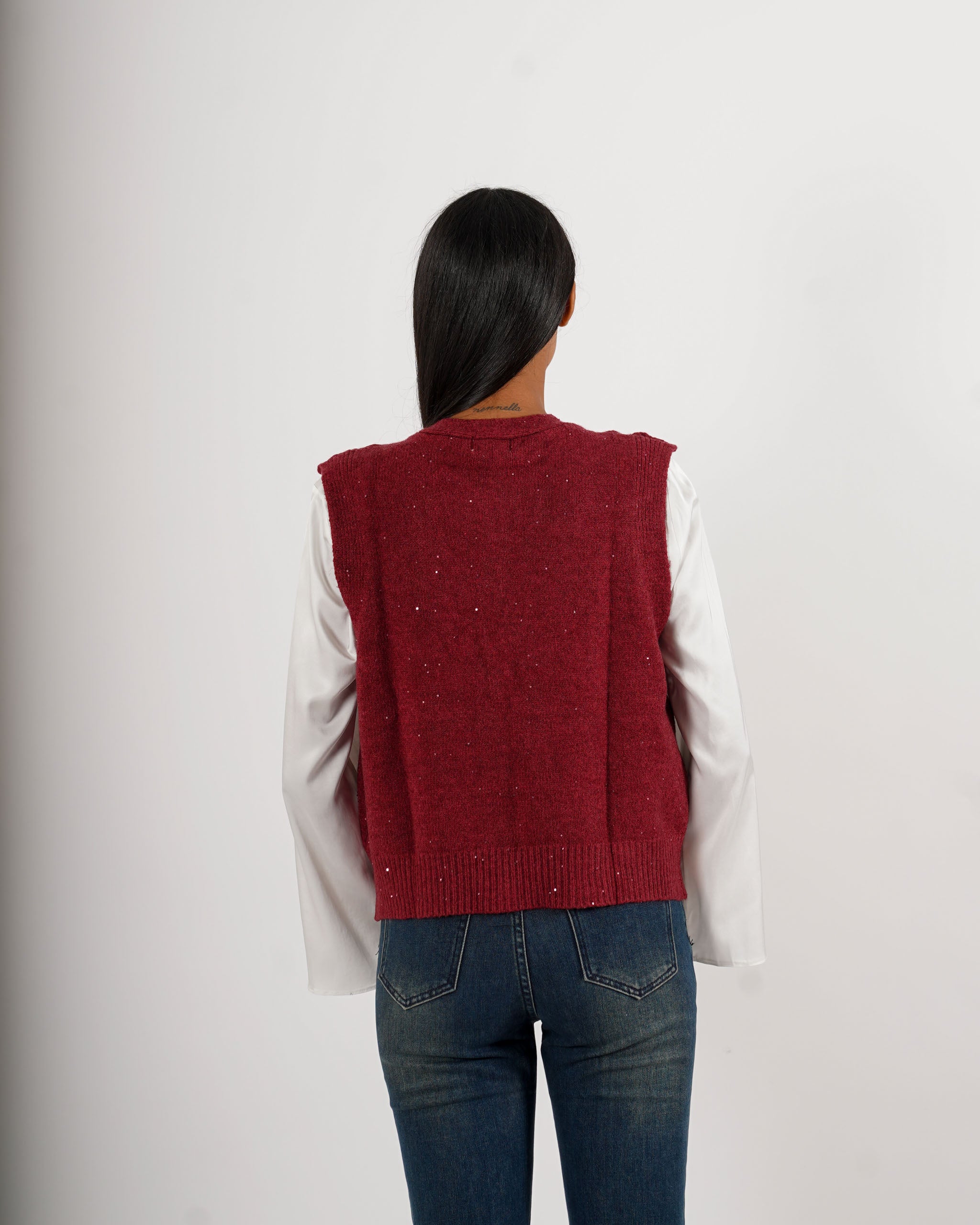 Gilet over in tricot con micropaillettes - Gregoria