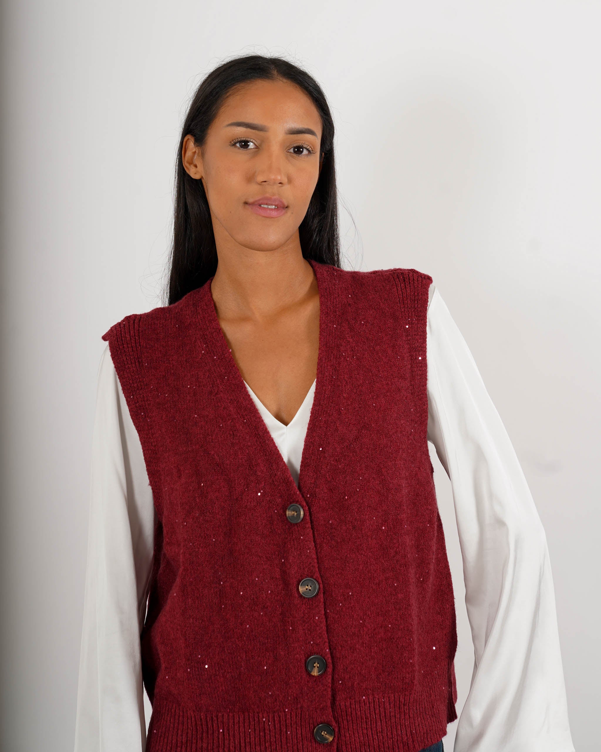 Gilet over in tricot con micropaillettes - Gregoria