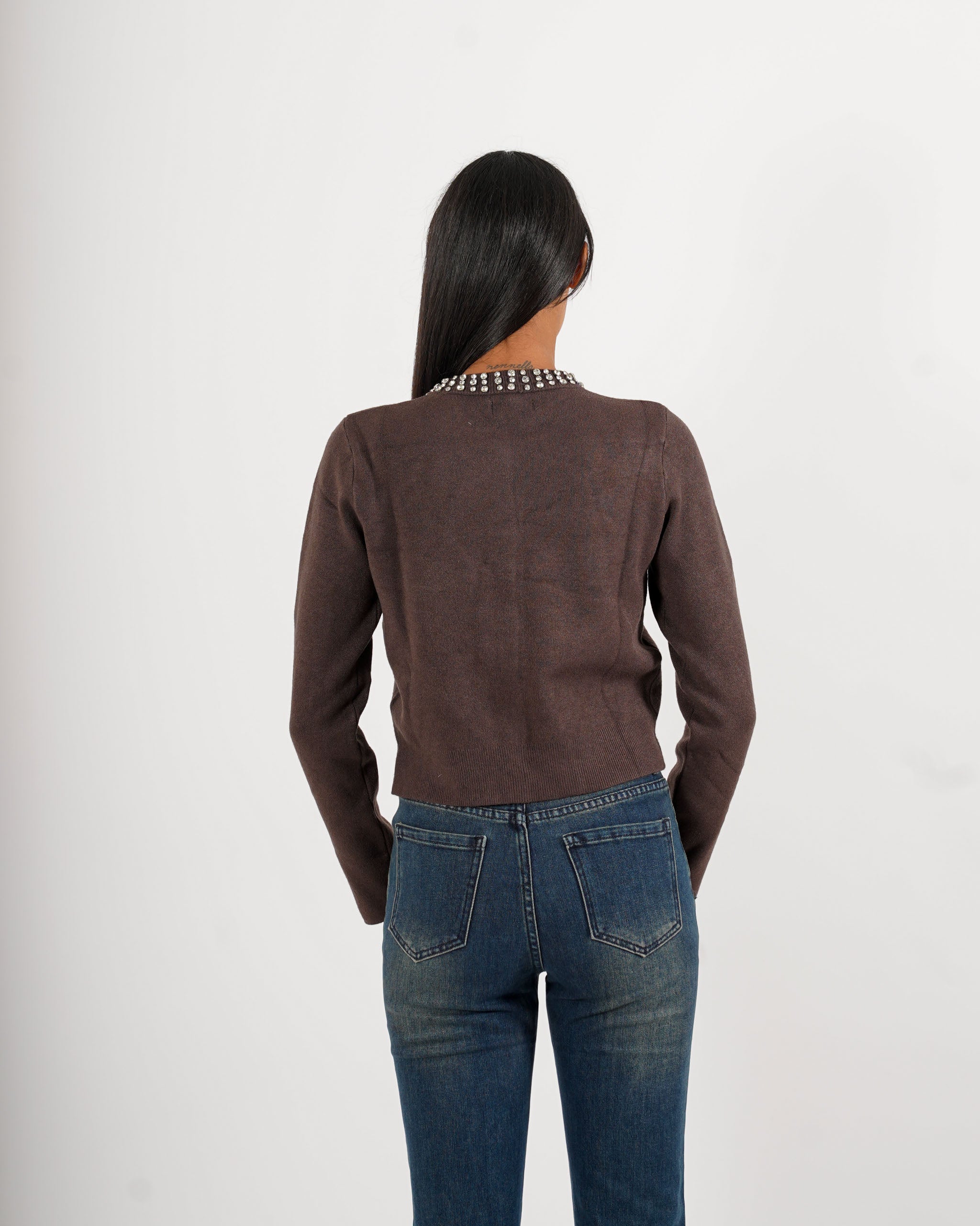 Cardigan con bottoni gioiello e applicazioni - Luciana