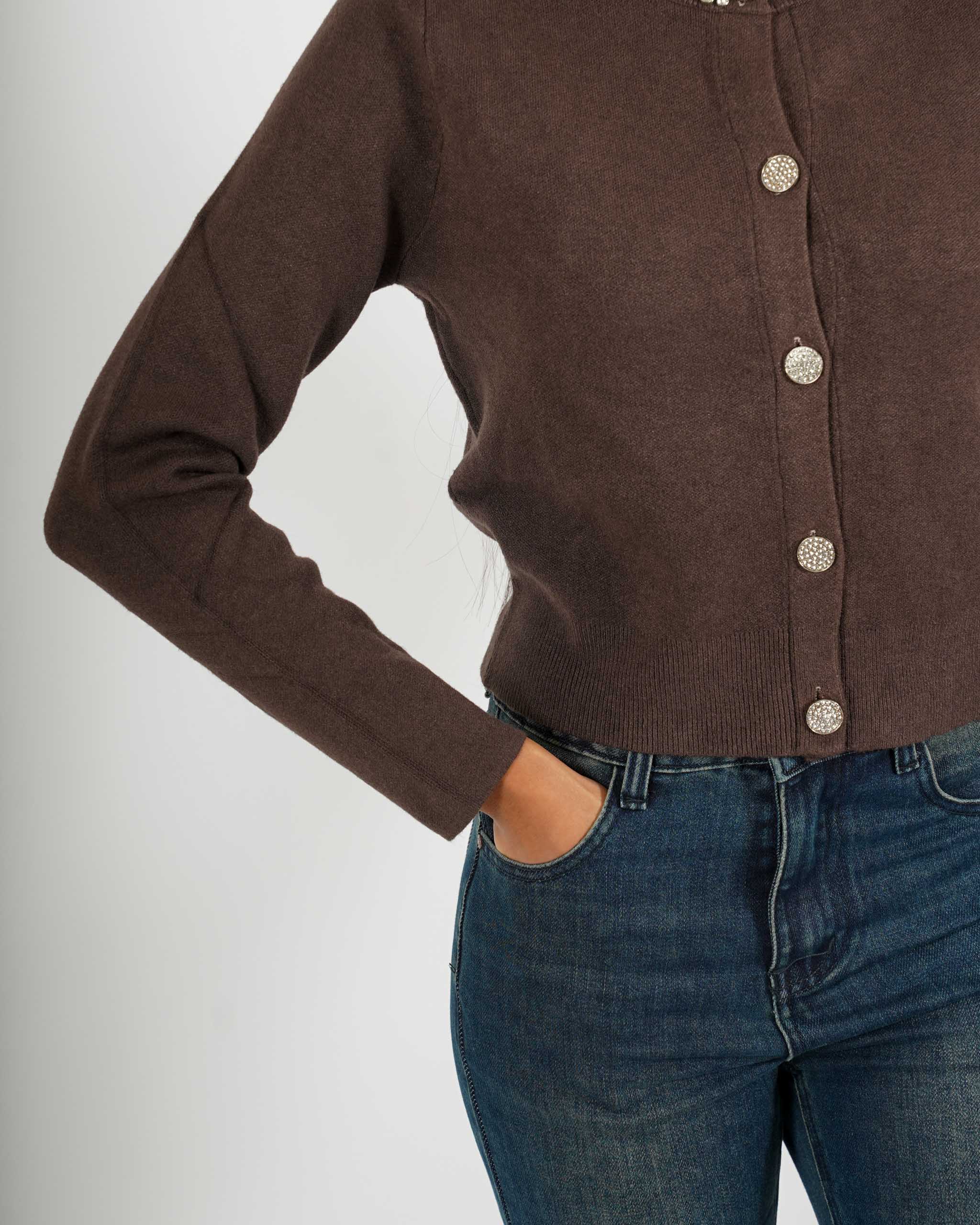 Cardigan con bottoni gioiello e applicazioni - Luciana