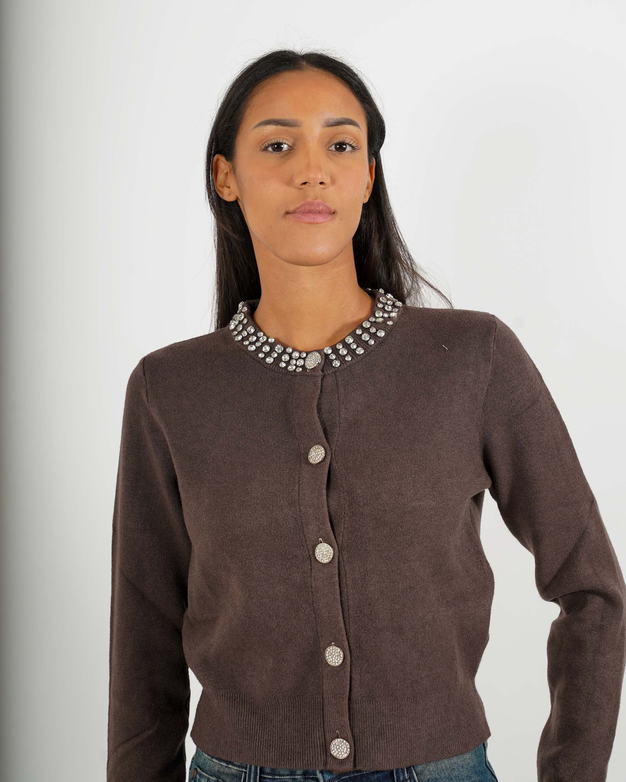 Cardigan con bottoni gioiello e applicazioni - Luciana