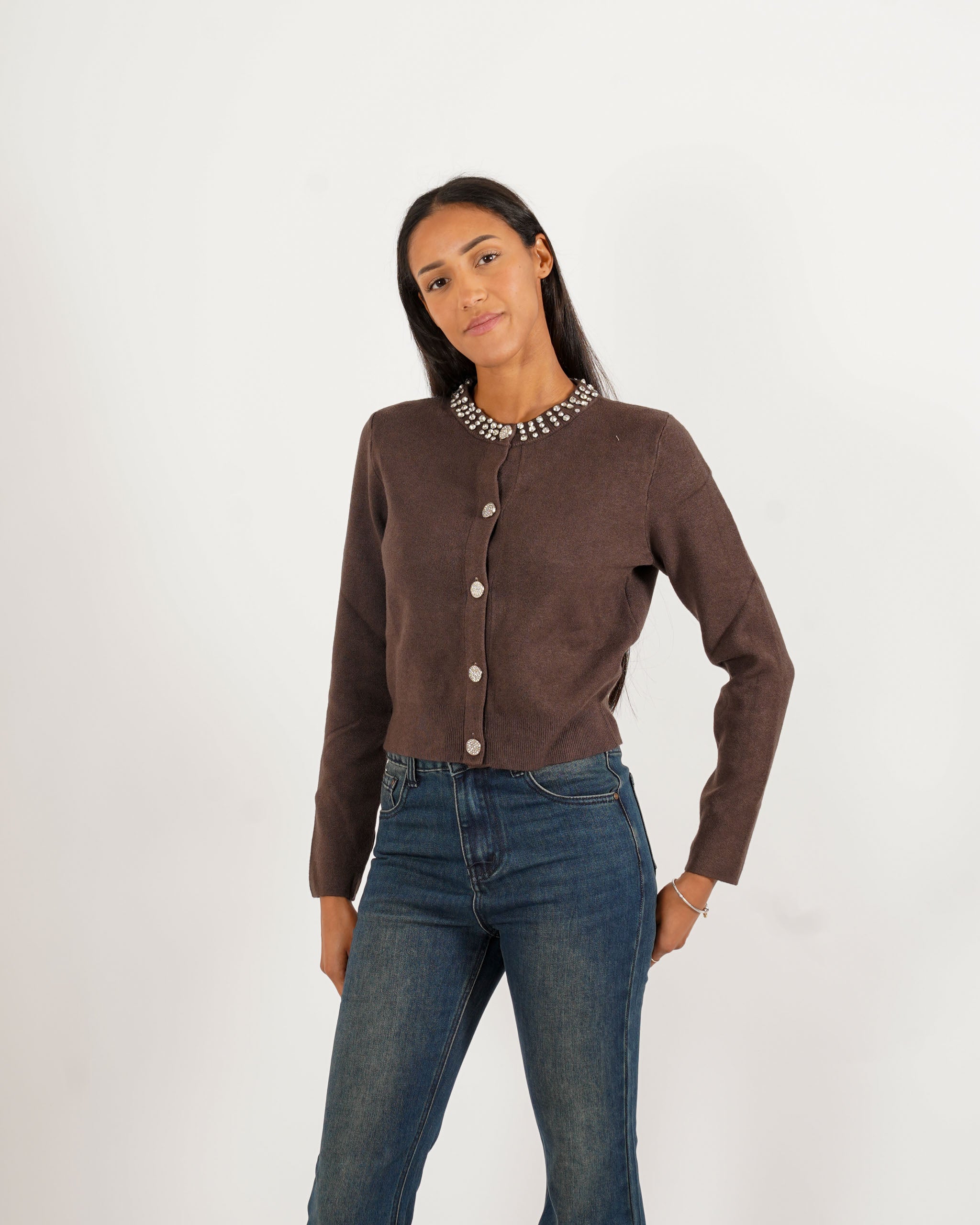 Cardigan con bottoni gioiello e applicazioni - Luciana