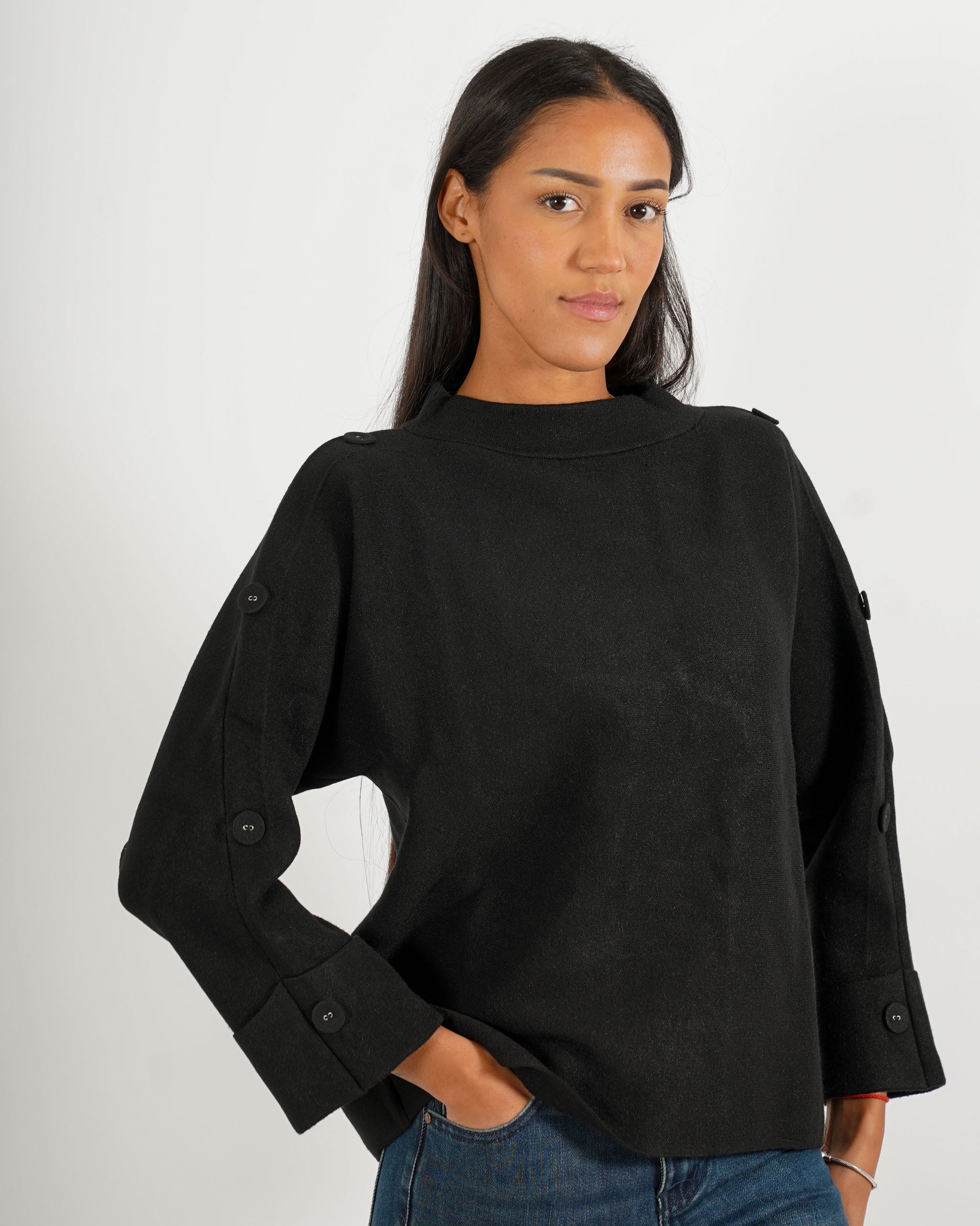 Maglia girocollo con bottoni sulle maniche - Giacoma