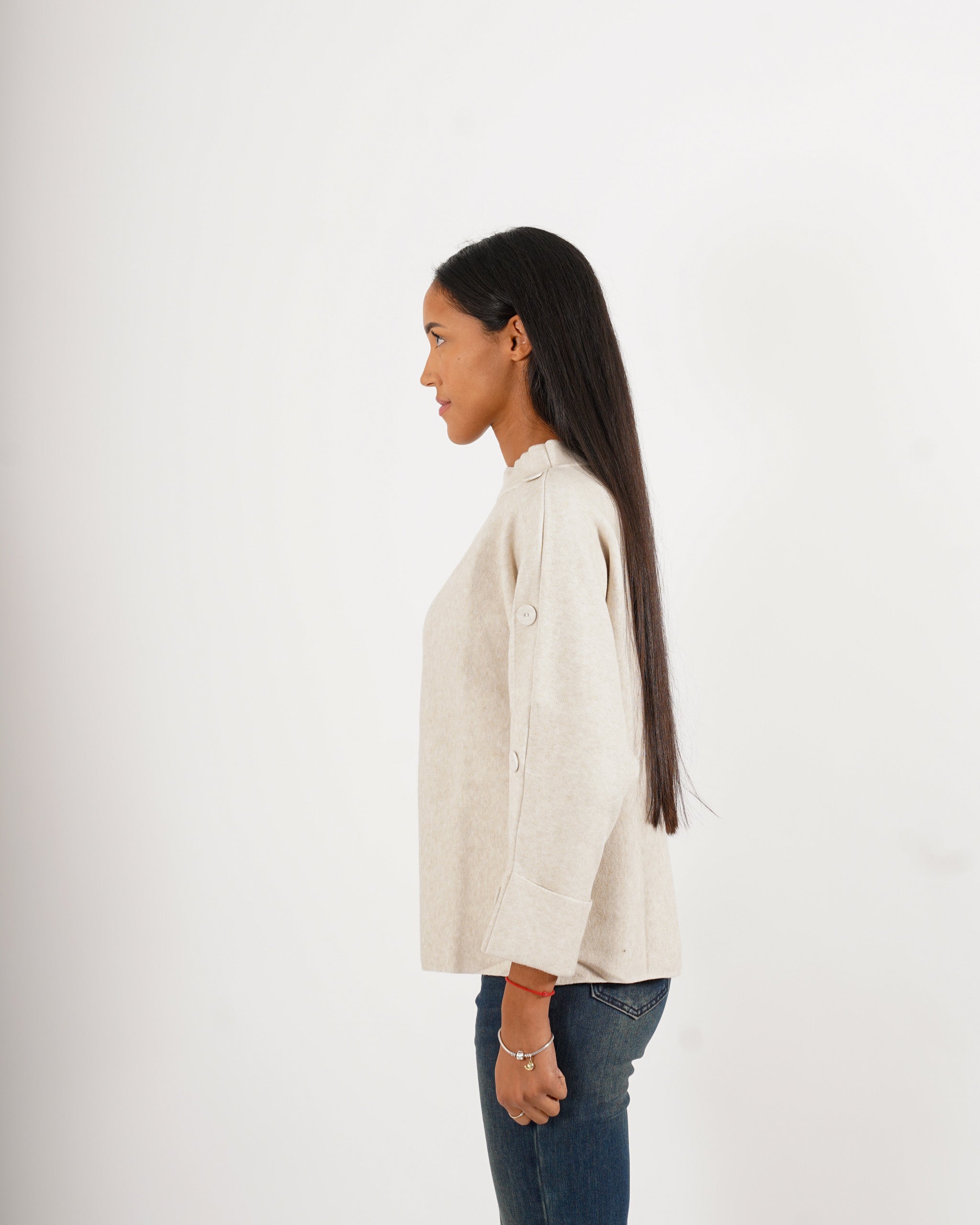 Maglia girocollo con bottoni sulle maniche - Giacoma