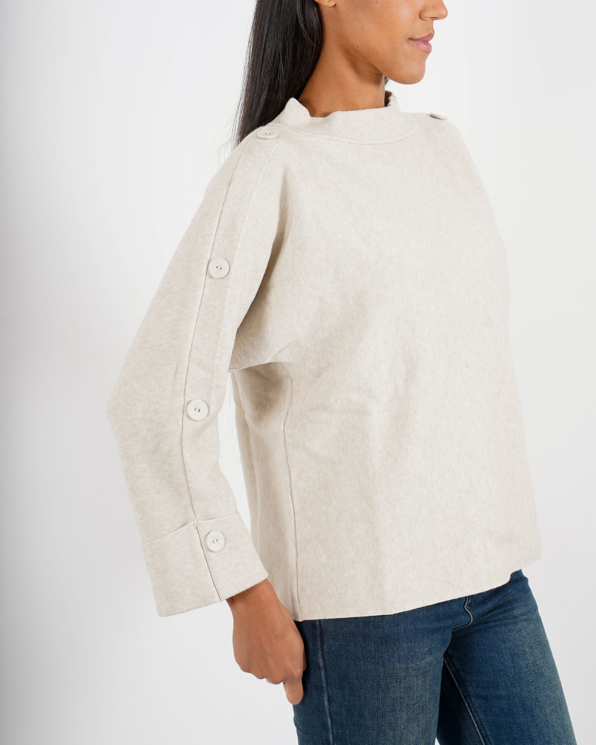 Maglia girocollo con bottoni sulle maniche - Giacoma