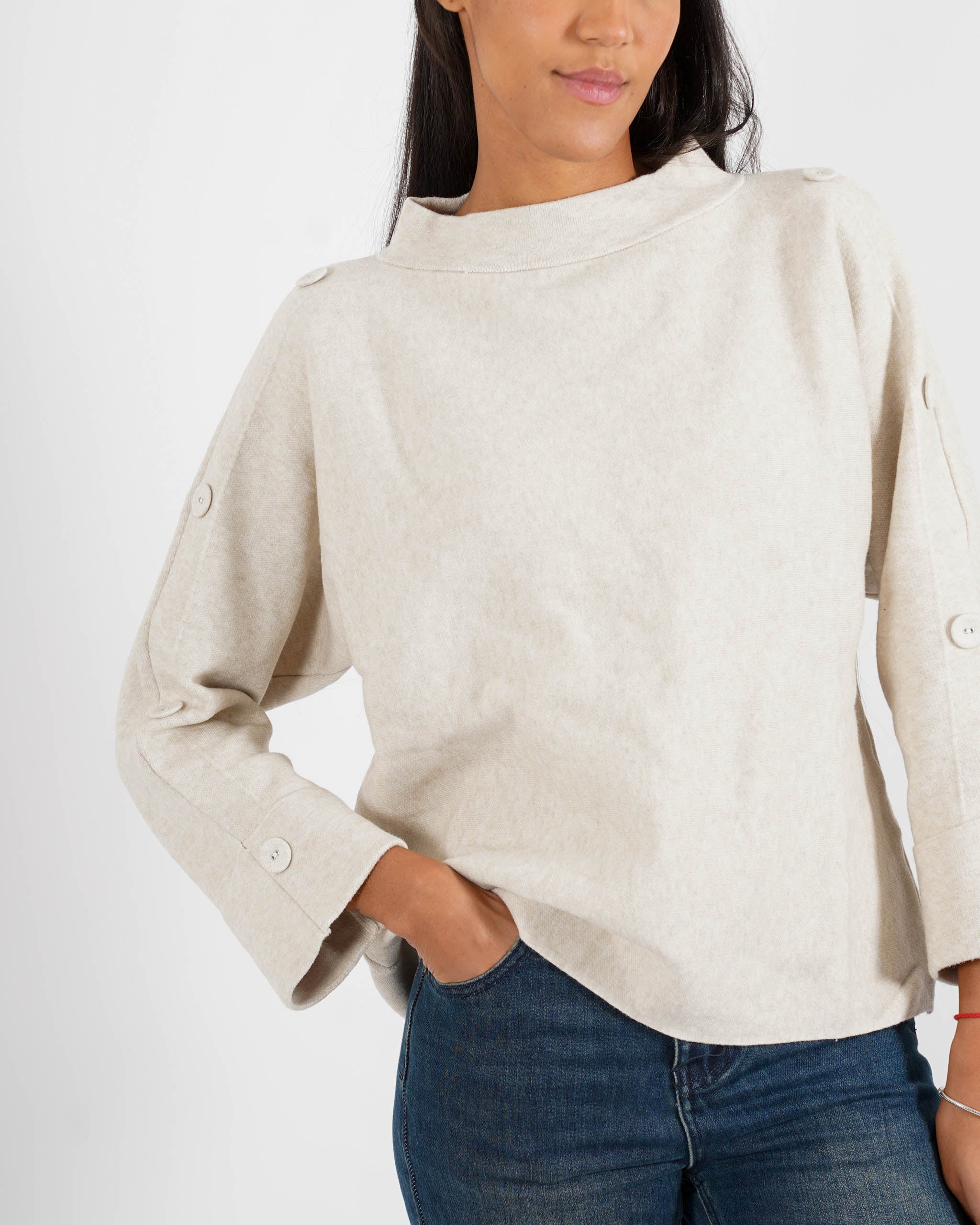 Maglia girocollo con bottoni sulle maniche - Giacoma