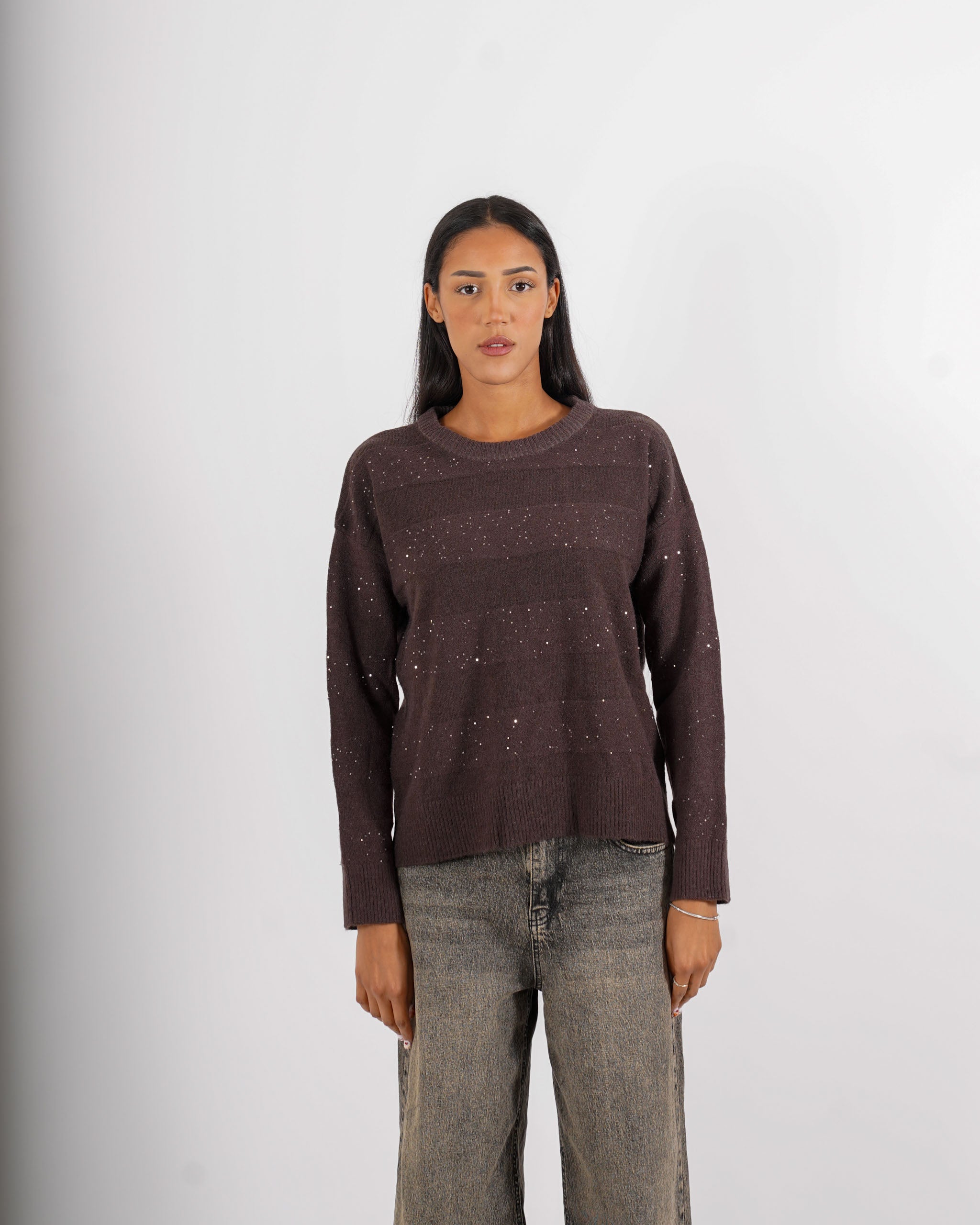 Maglia girocollo con micro paillettes - Melchiorre