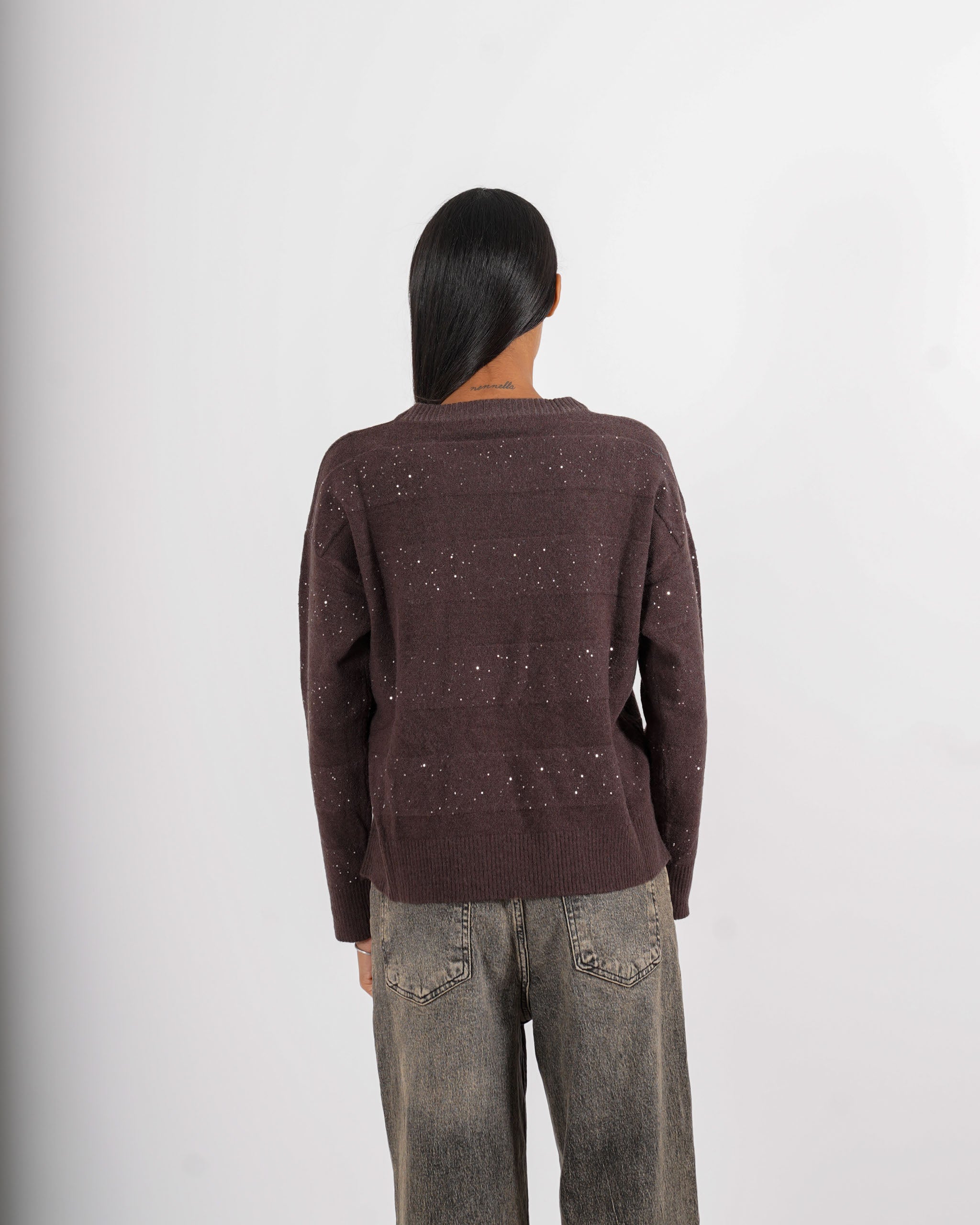 Maglia girocollo con micro paillettes - Melchiorre