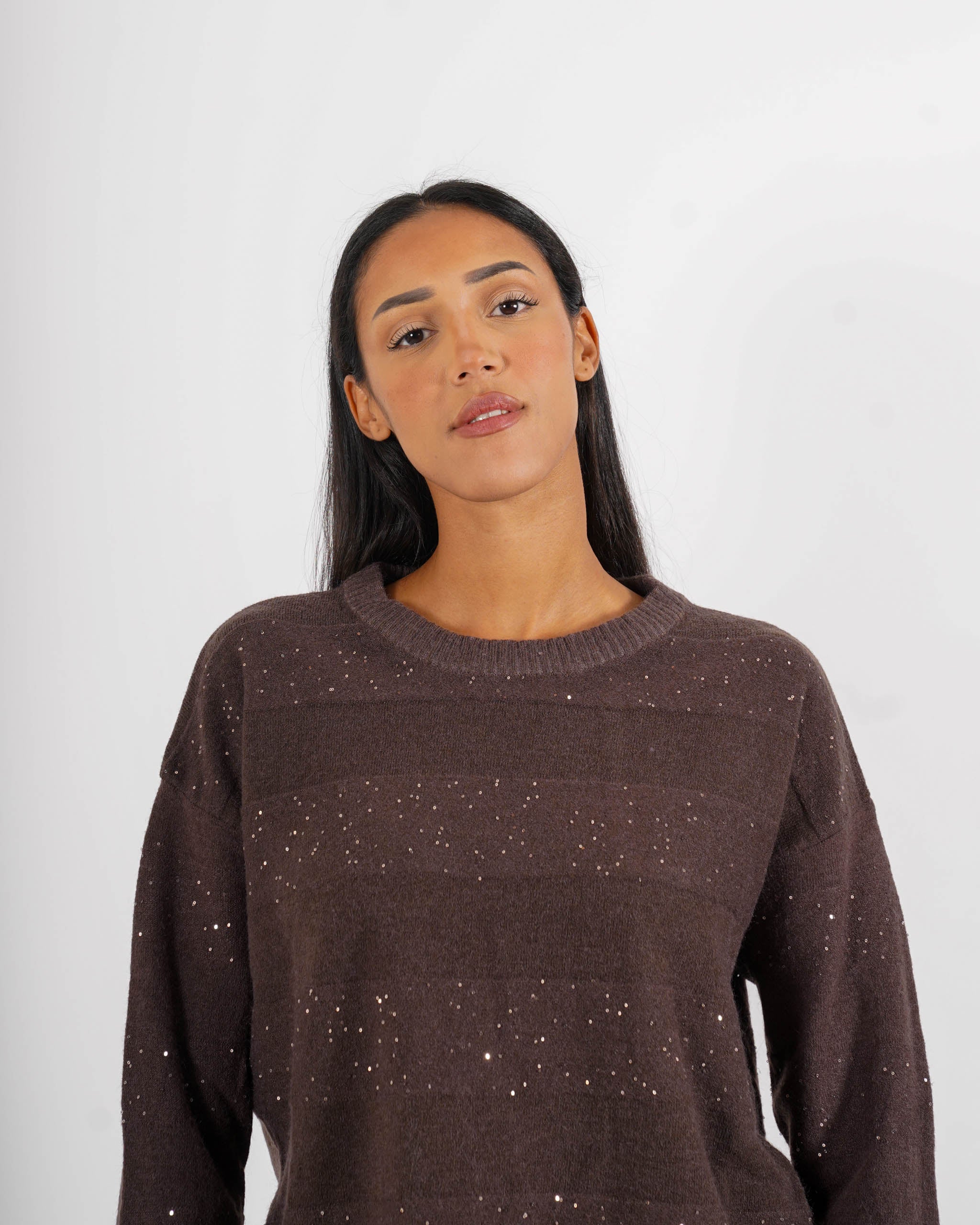 Maglia girocollo con micro paillettes - Melchiorre