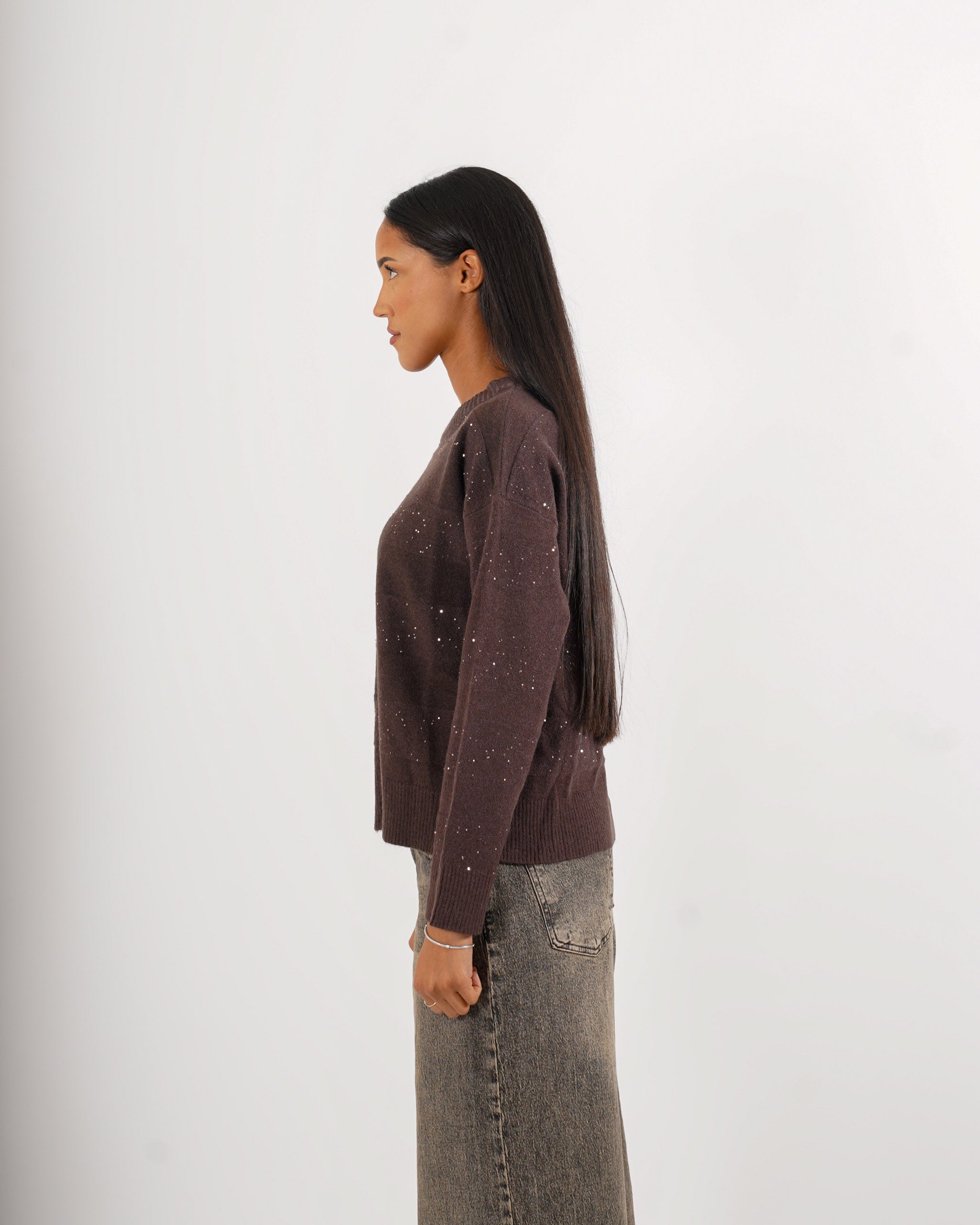 Maglia girocollo con micro paillettes - Melchiorre