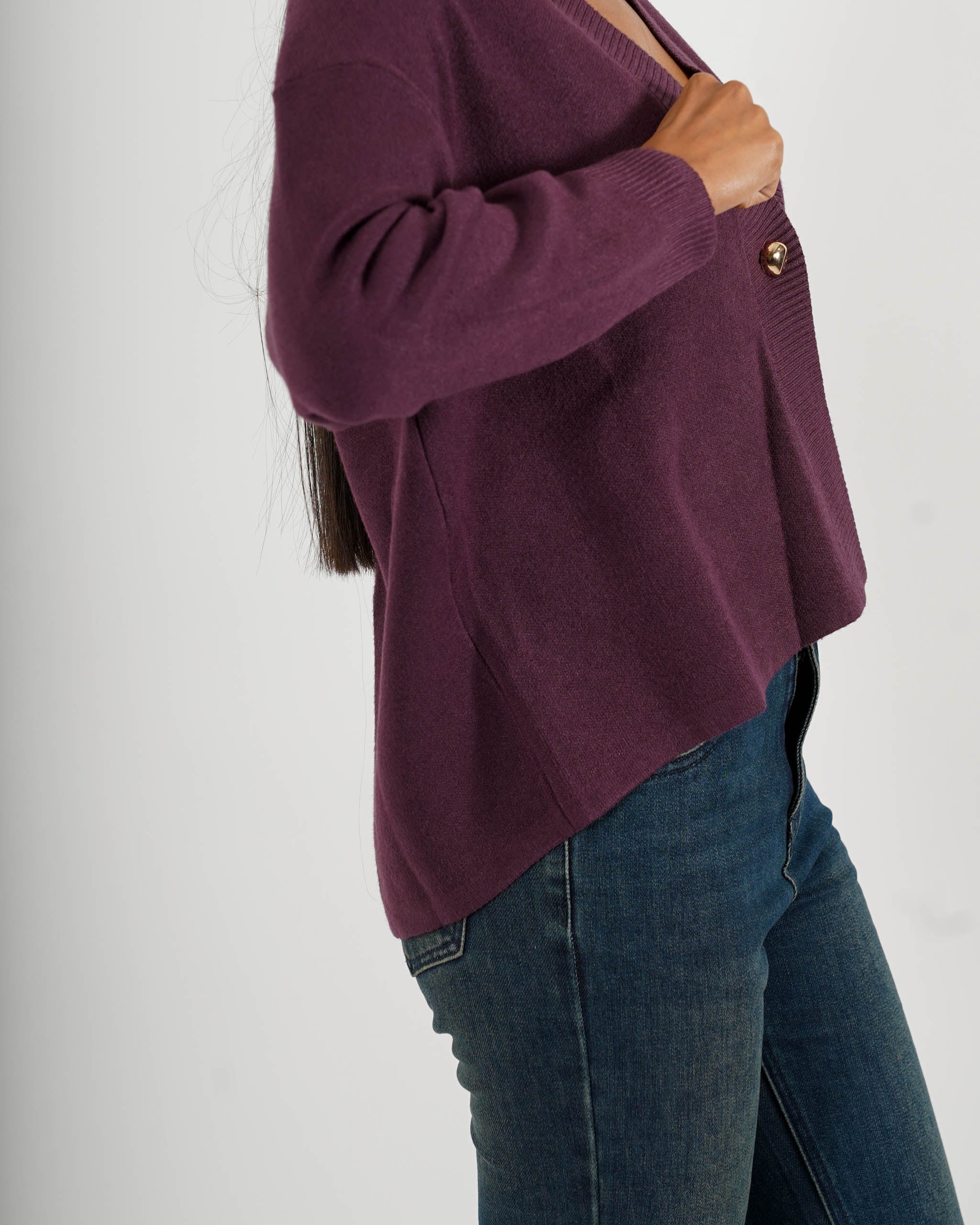 Cardigan in maglia con un bottone oro - Ilaria
