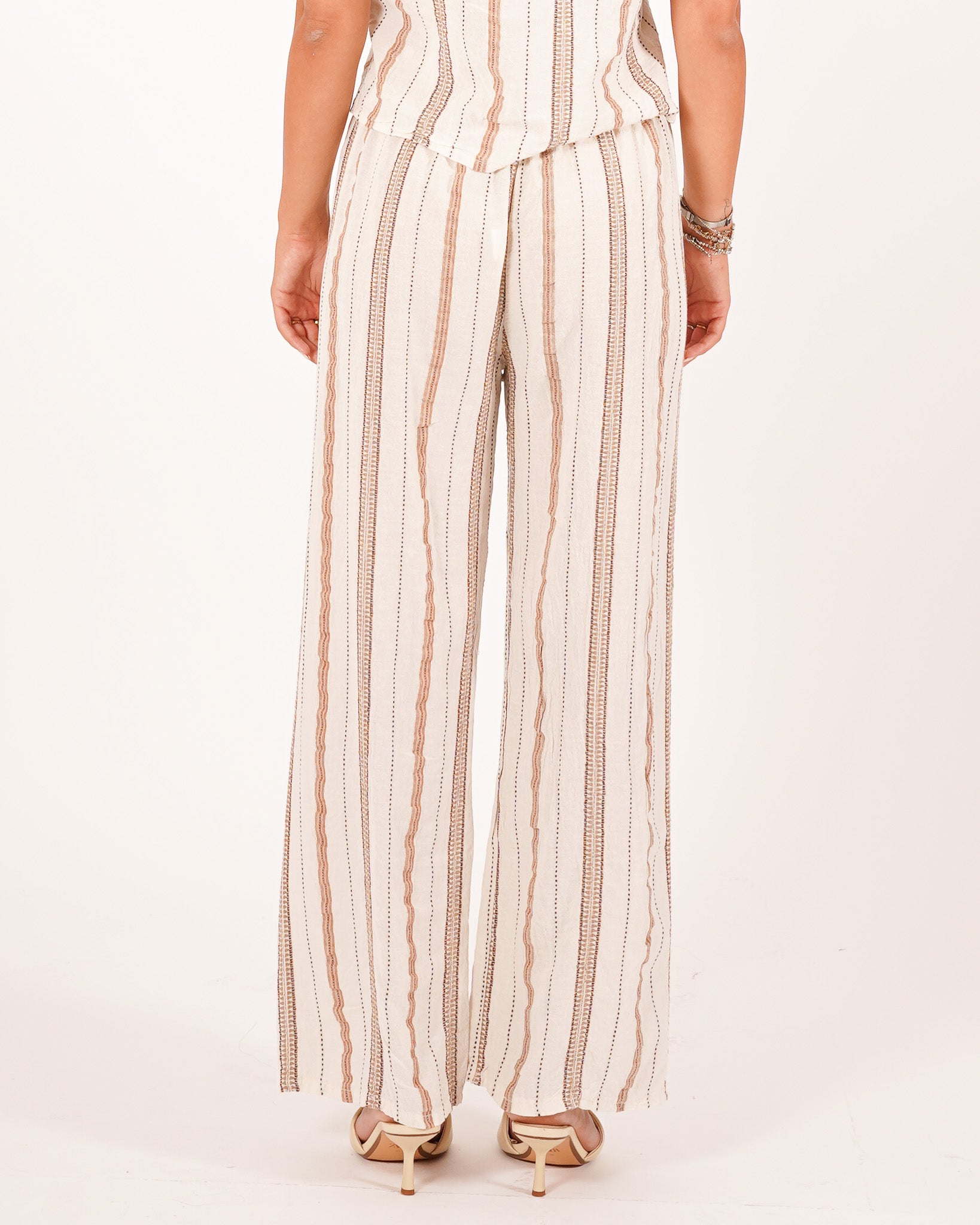 Pantaloni con ricamo elastico in vita e coulisse - Galletti