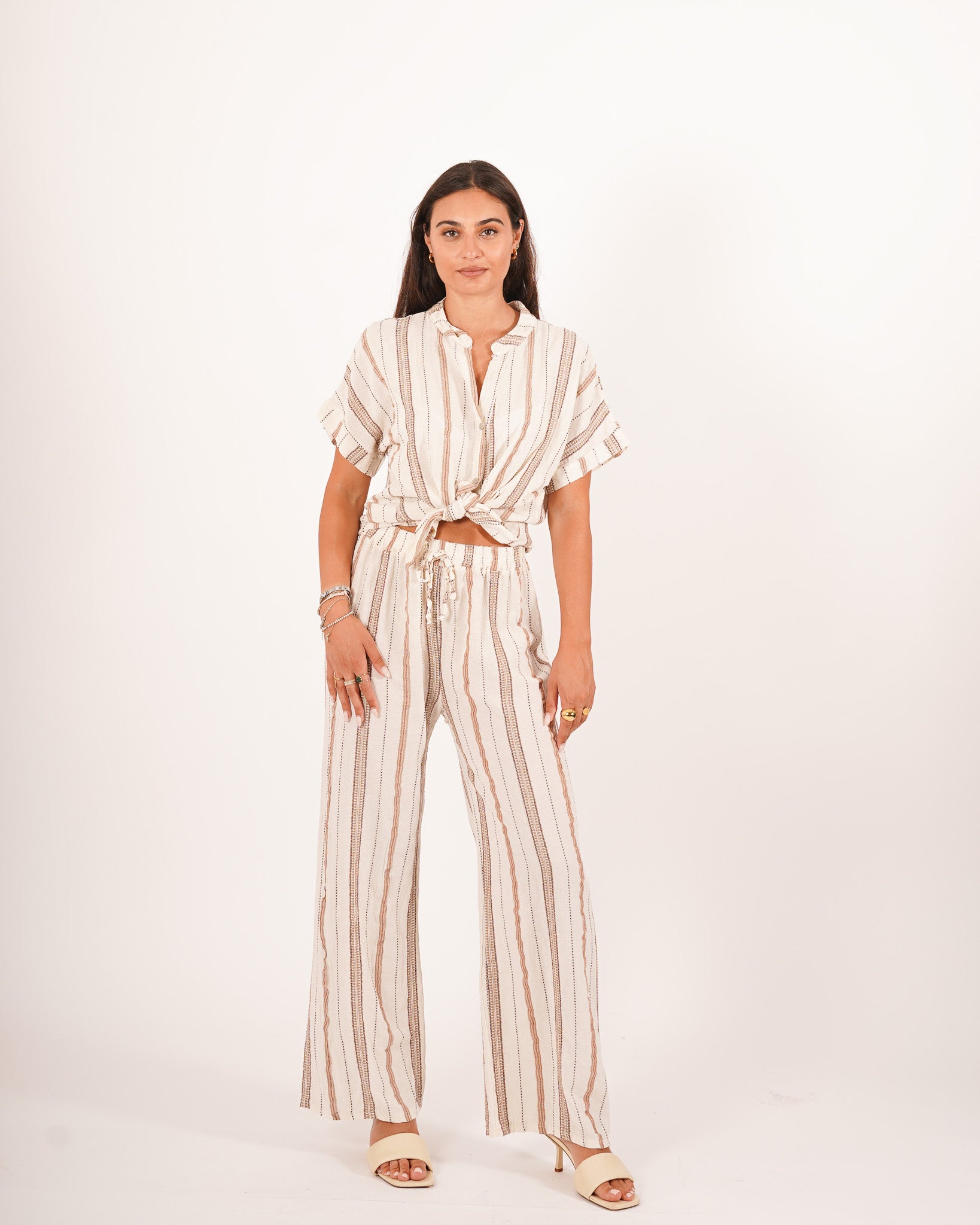 Pantaloni con ricamo elastico in vita e coulisse - Galletti
