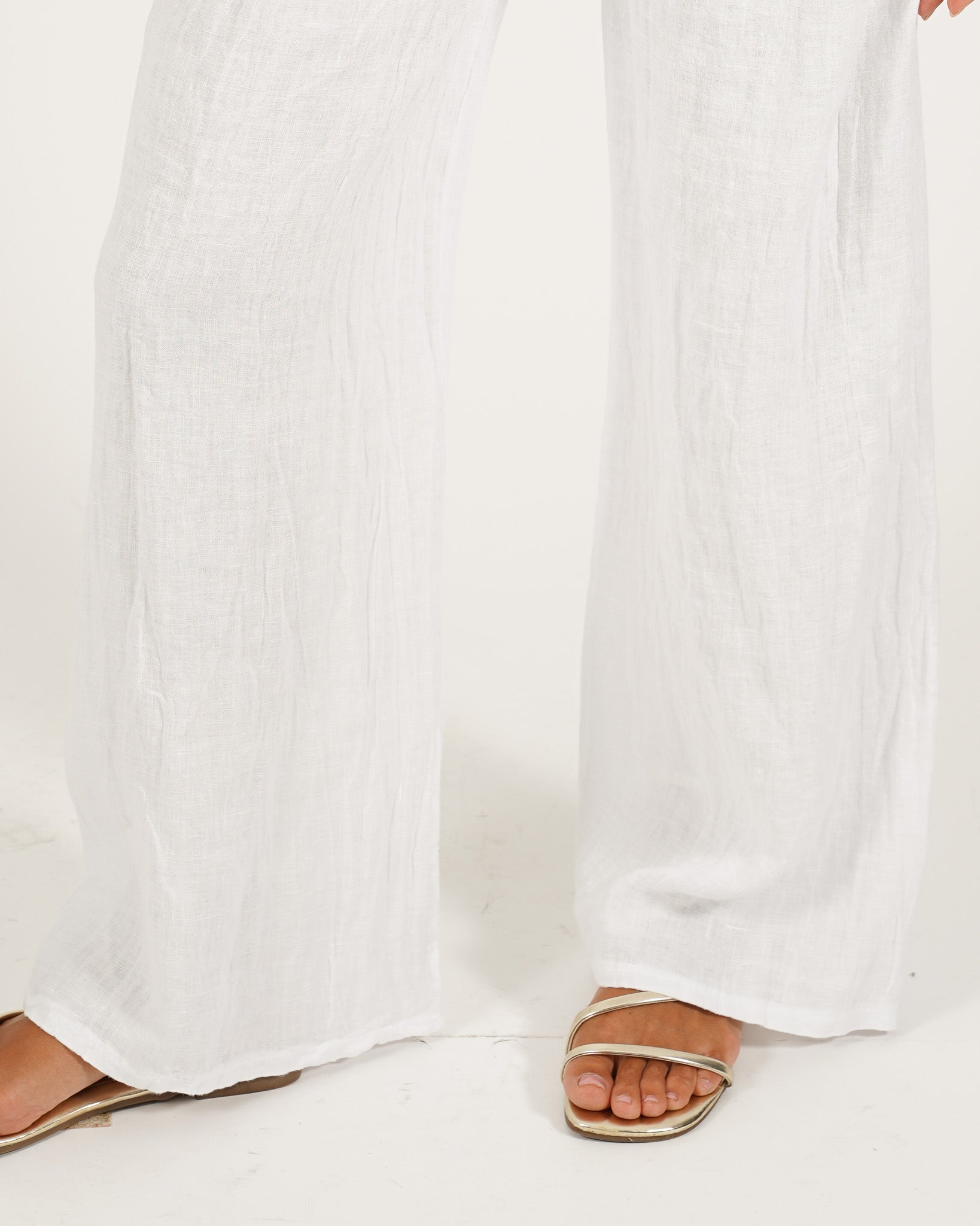 Pantaloni in lino con elastico in vita e coulisse - Galletti