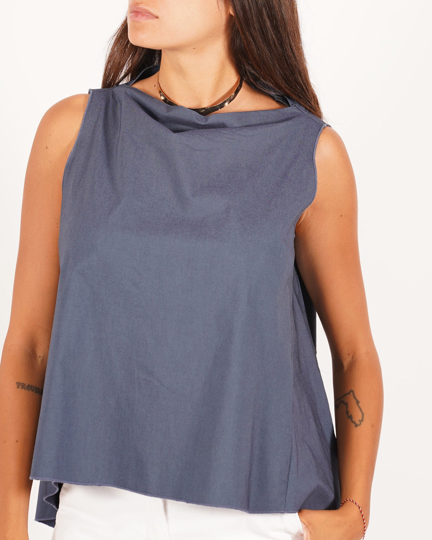 Blusa smanicata in bengalina stretch - Tricella