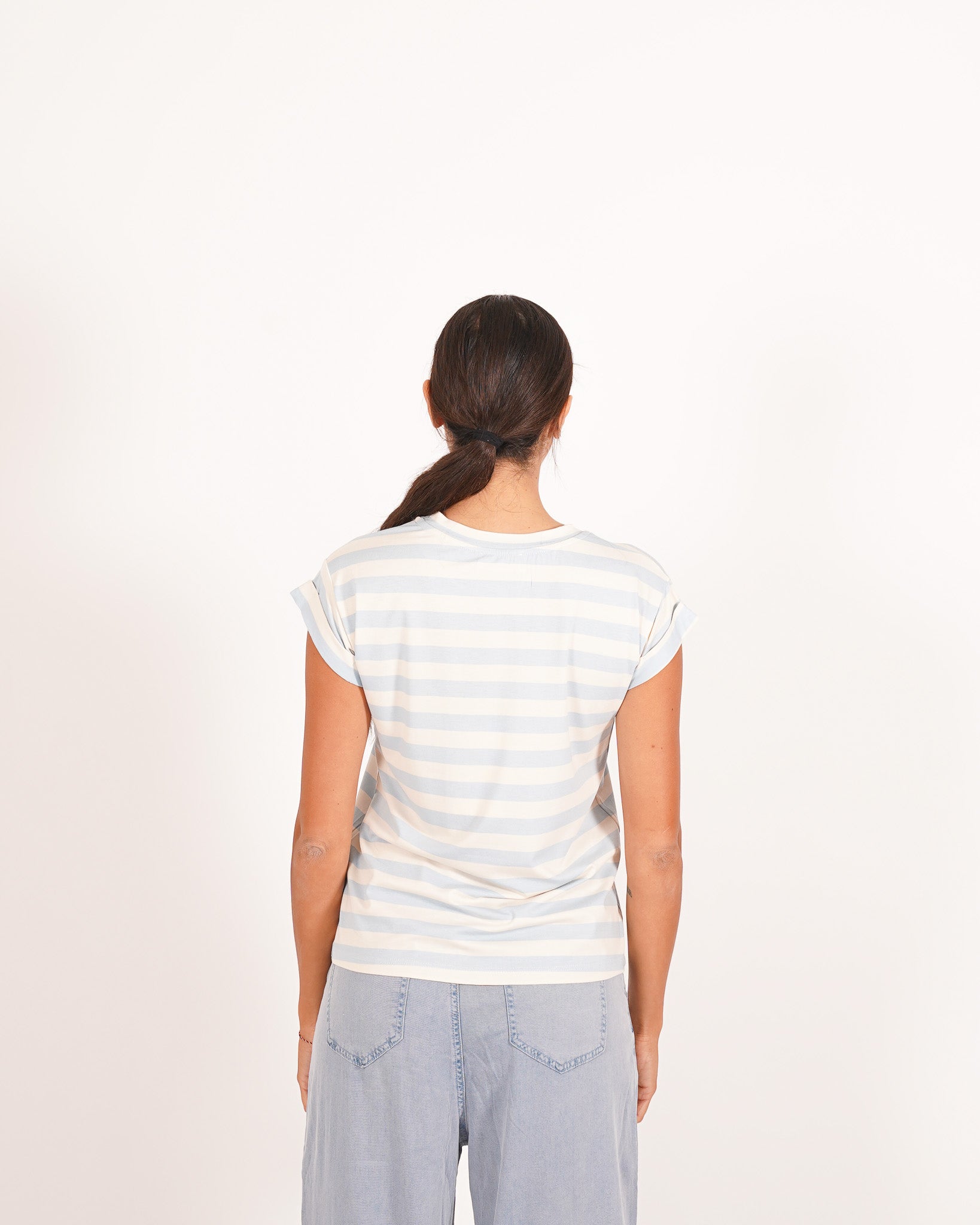 Shirt basic a righe con risvolto sulle maniche - Giorgia