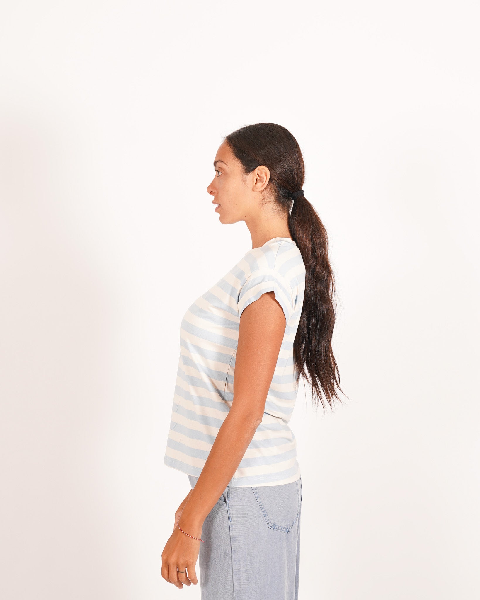Shirt basic a righe con risvolto sulle maniche - Giorgia