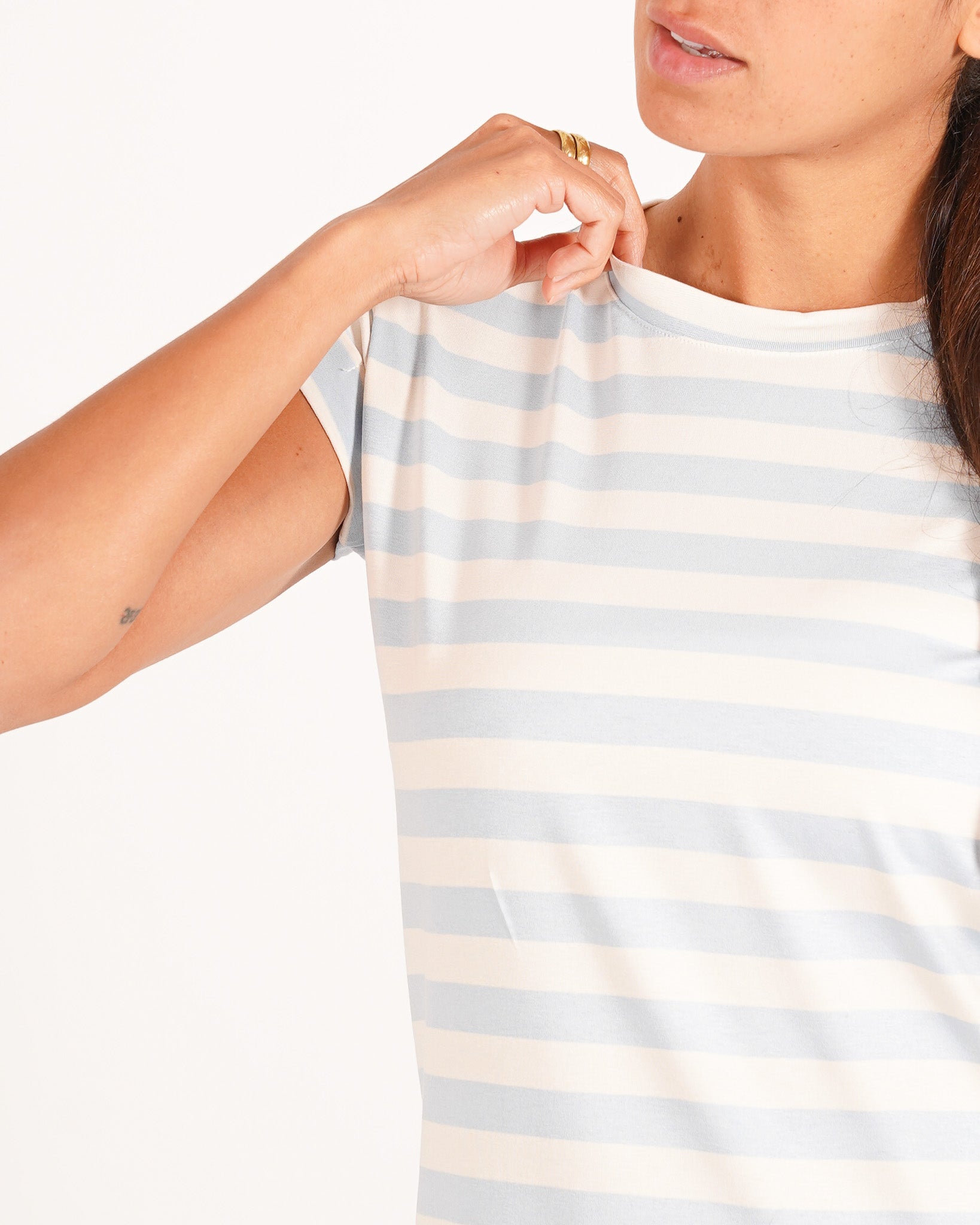 Shirt basic a righe con risvolto sulle maniche - Giorgia