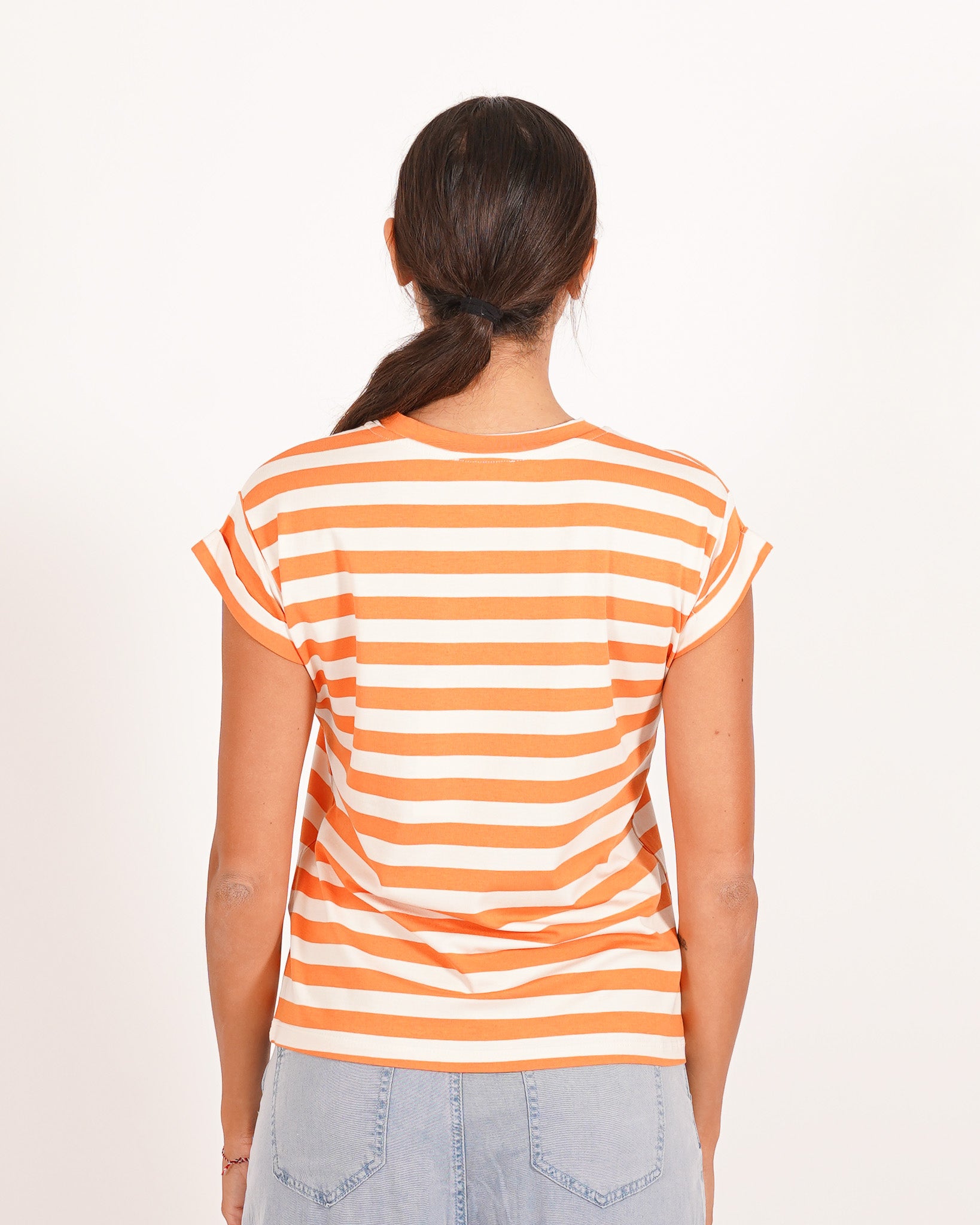 Shirt basic a righe con risvolto sulle maniche - Giorgia