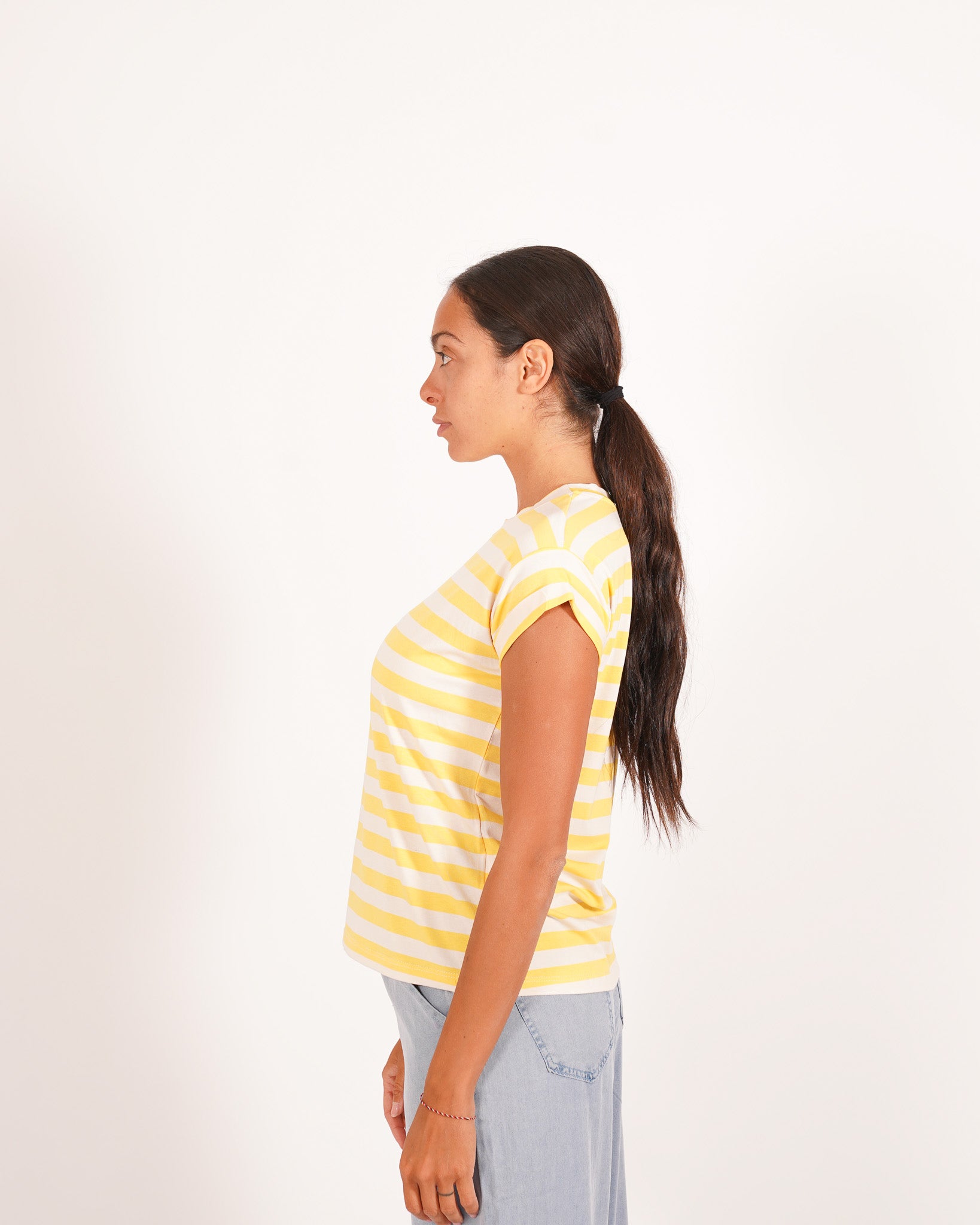Shirt basic a righe con risvolto sulle maniche - Giorgia