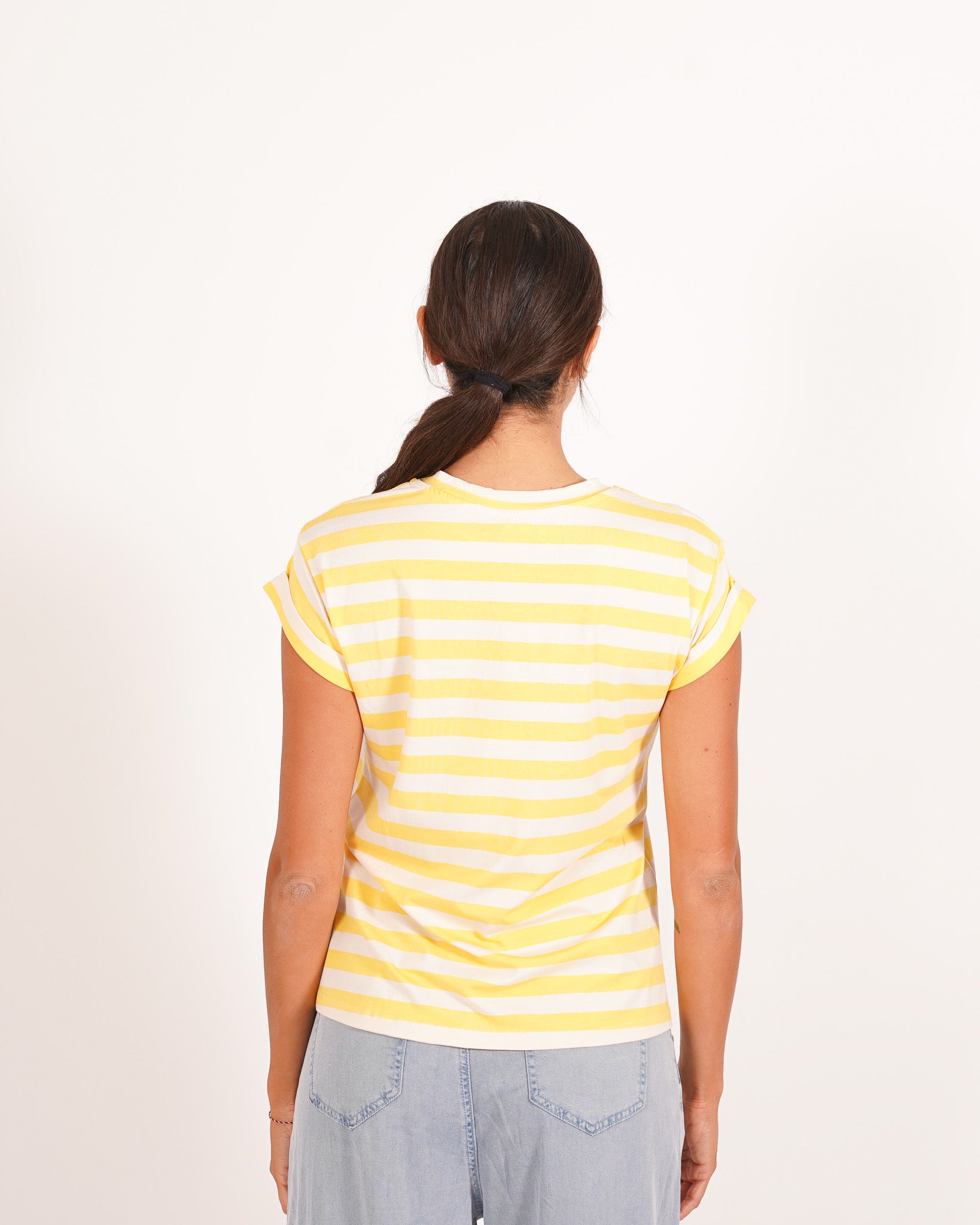 Shirt basic a righe con risvolto sulle maniche - Giorgia