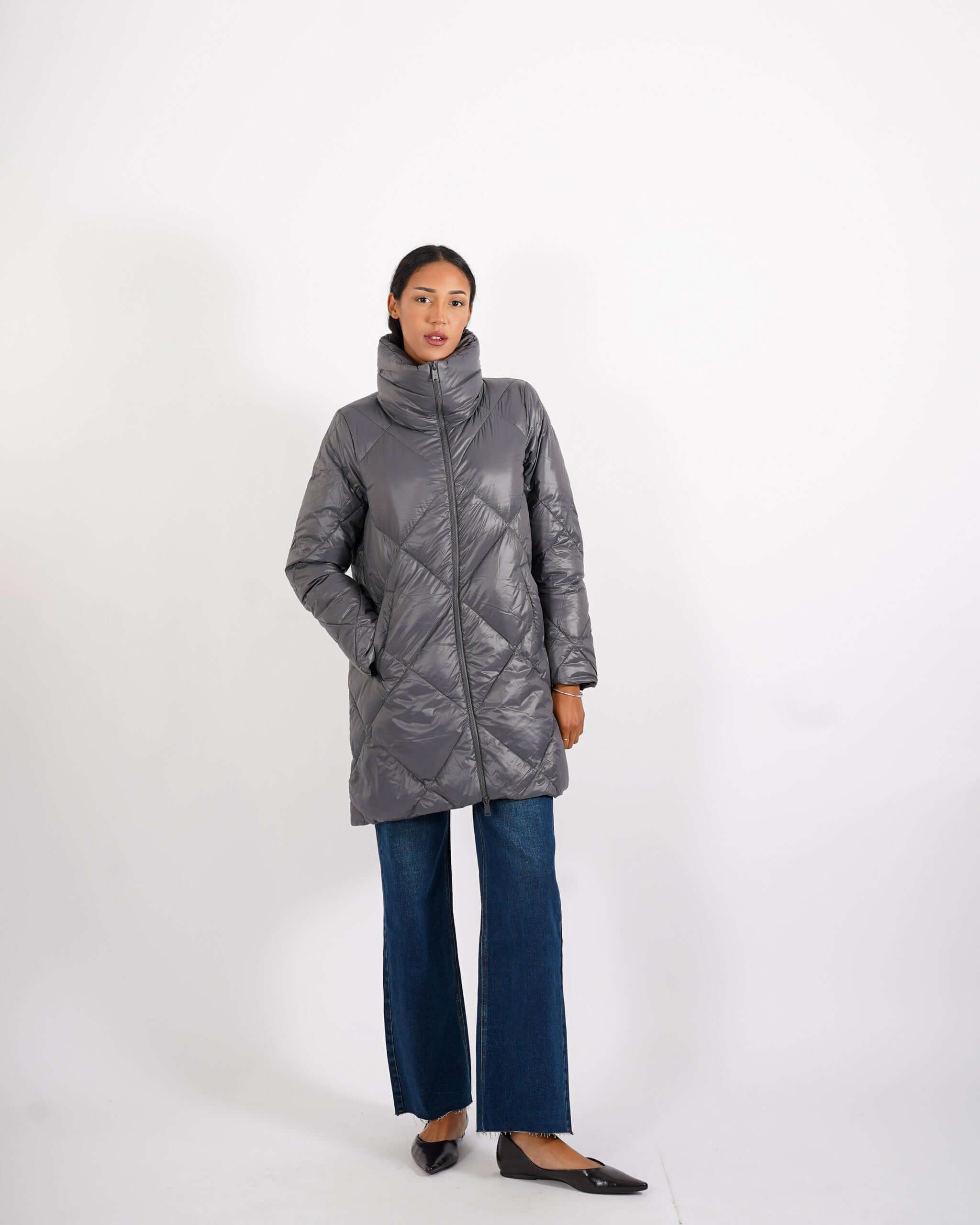 Piumino trapuntato con disegno rombo - Giselle - Hope Fashion