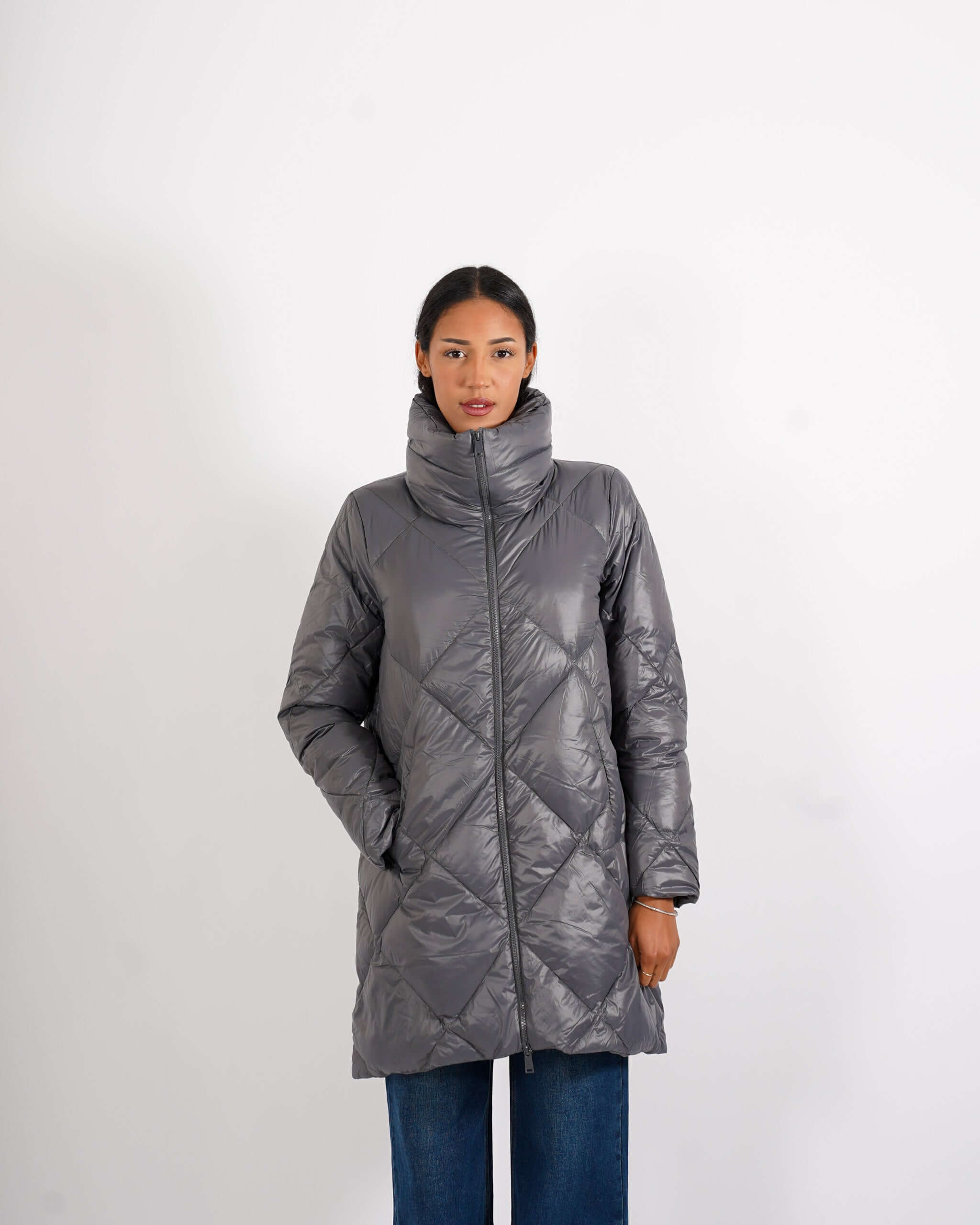 Piumino trapuntato con disegno rombo - Giselle - Hope Fashion
