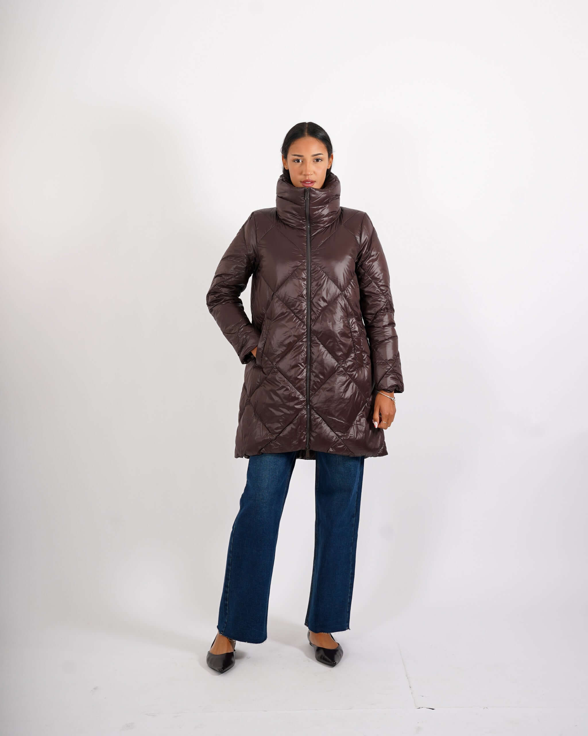 Piumino trapuntato con disegno rombo - Giselle - Hope Fashion