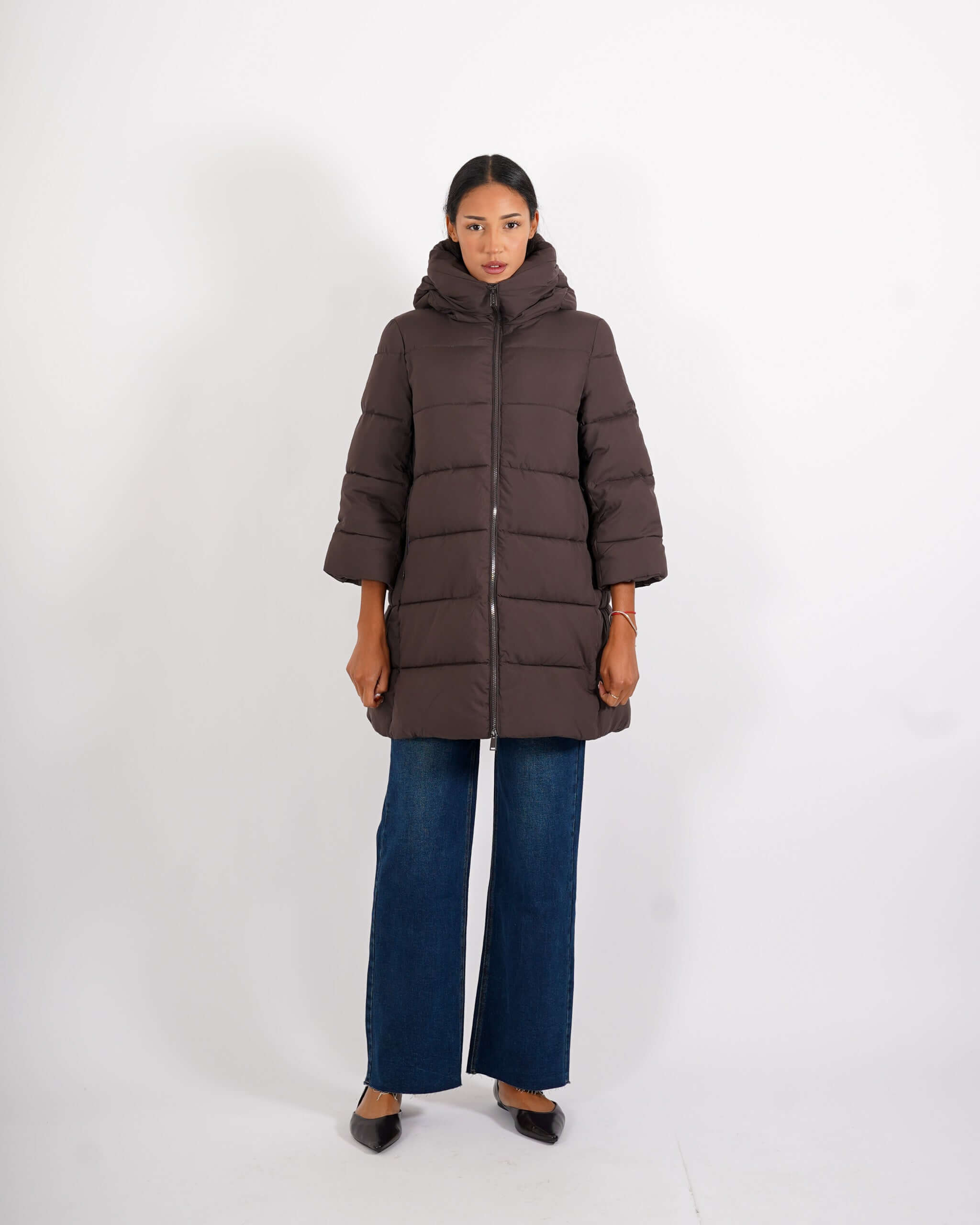 Piumino trapuntato con cappuccio, tasche a filo e chiusura con zip - Carla - Hope Fashion