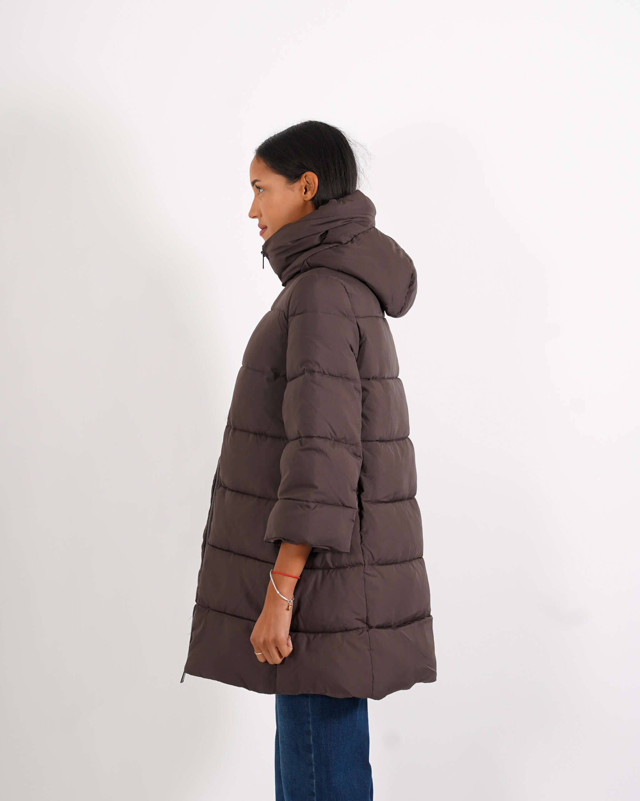 Piumino trapuntato con cappuccio, tasche a filo e chiusura con zip - Carla - Hope Fashion