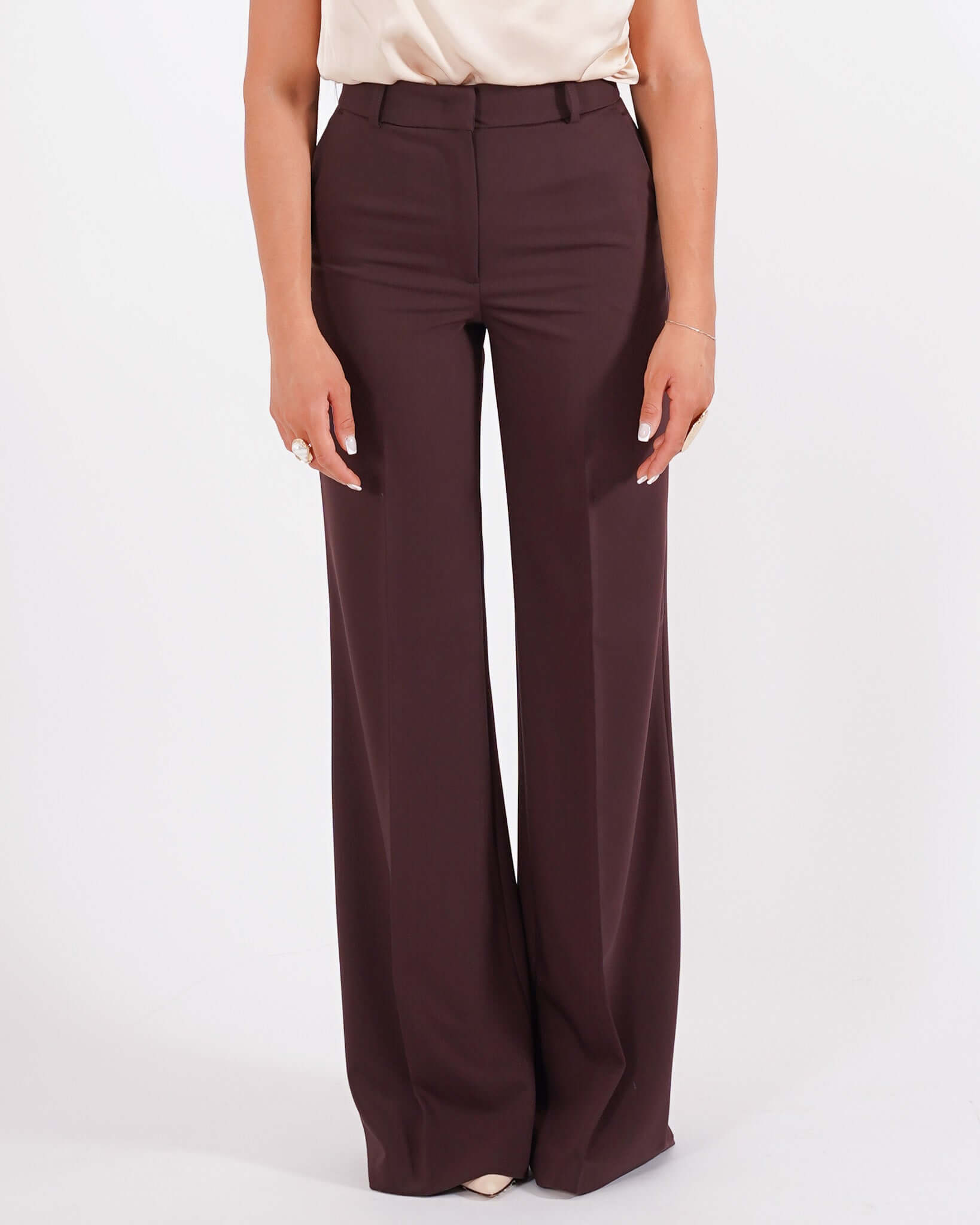 Pantaloni palazzo a vita alta in tessuto tecnico - Roberts