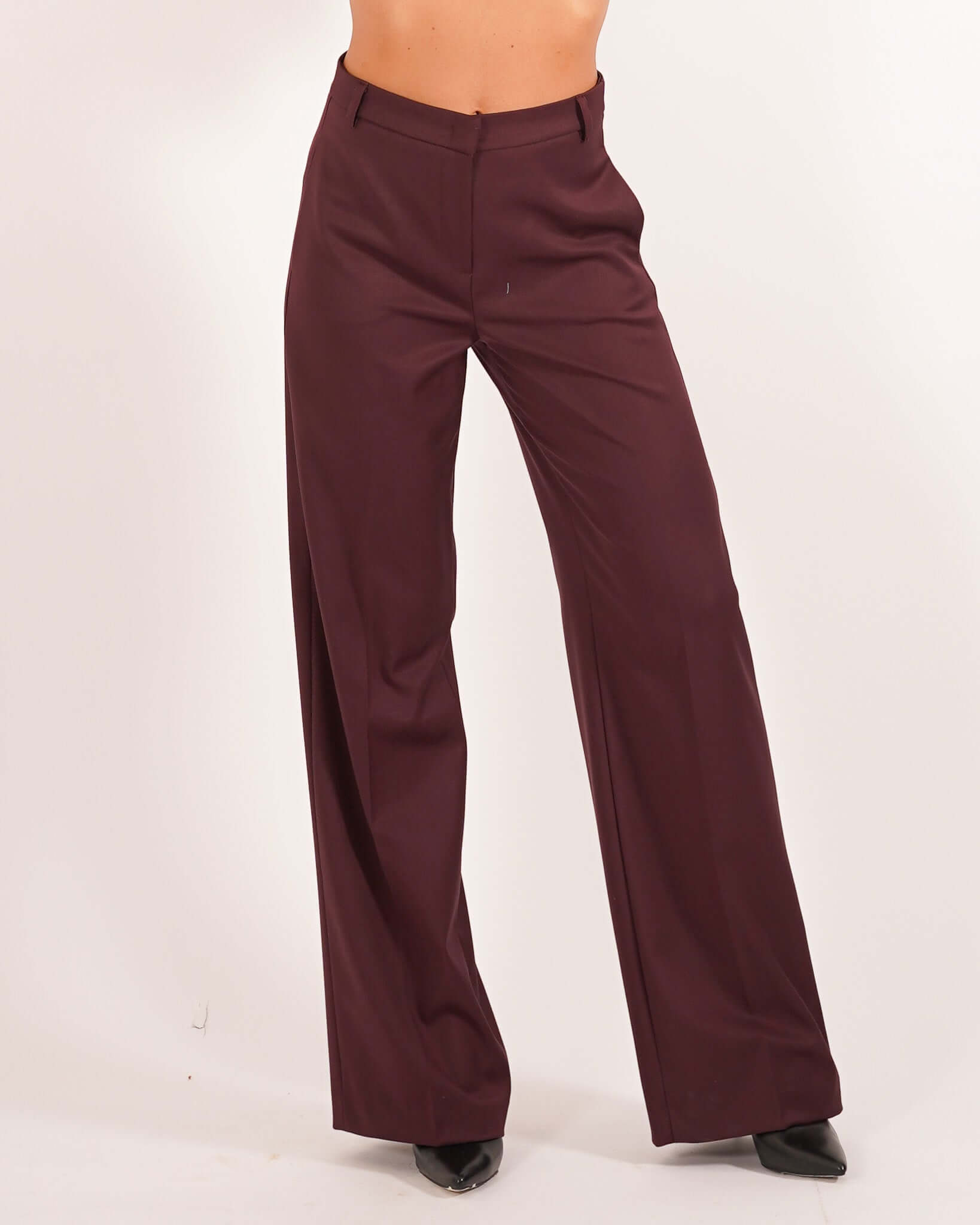 Pantaloni palazzo a vita alta in ecofibra – Giovanna