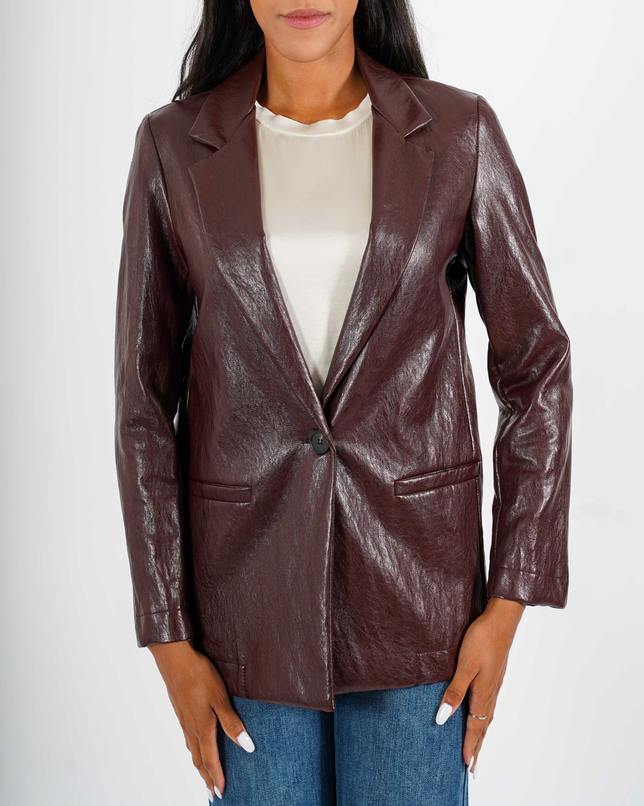 Blazer monopetto in tessuto eco pelle - Blinken