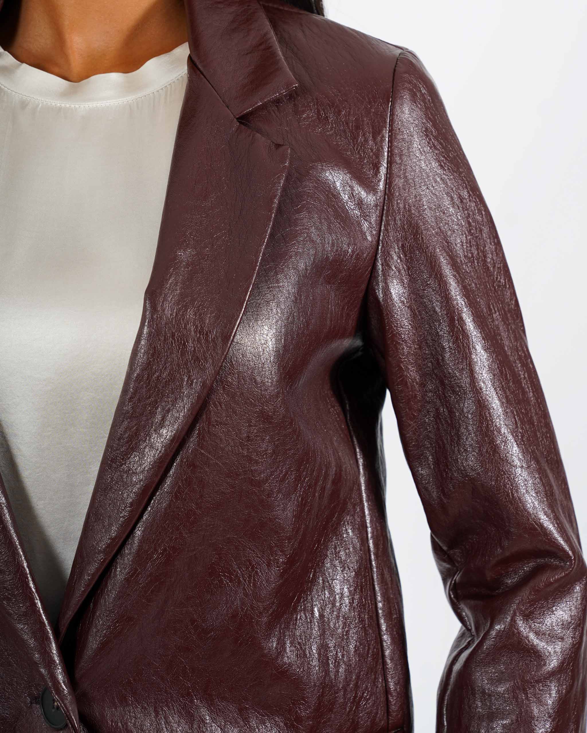 Blazer monopetto in tessuto eco pelle - Blinken