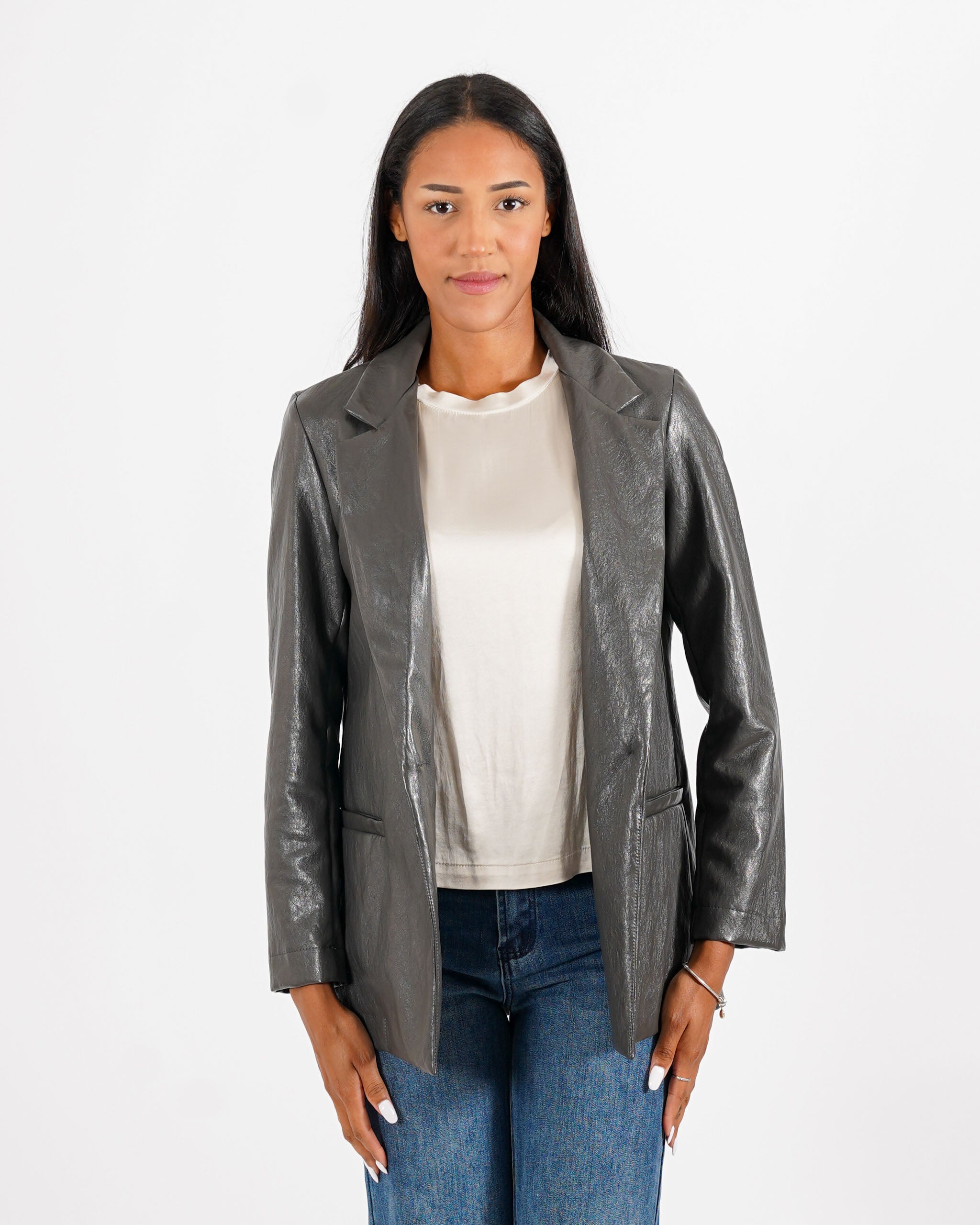 Blazer monopetto in tessuto eco pelle - Blinken
