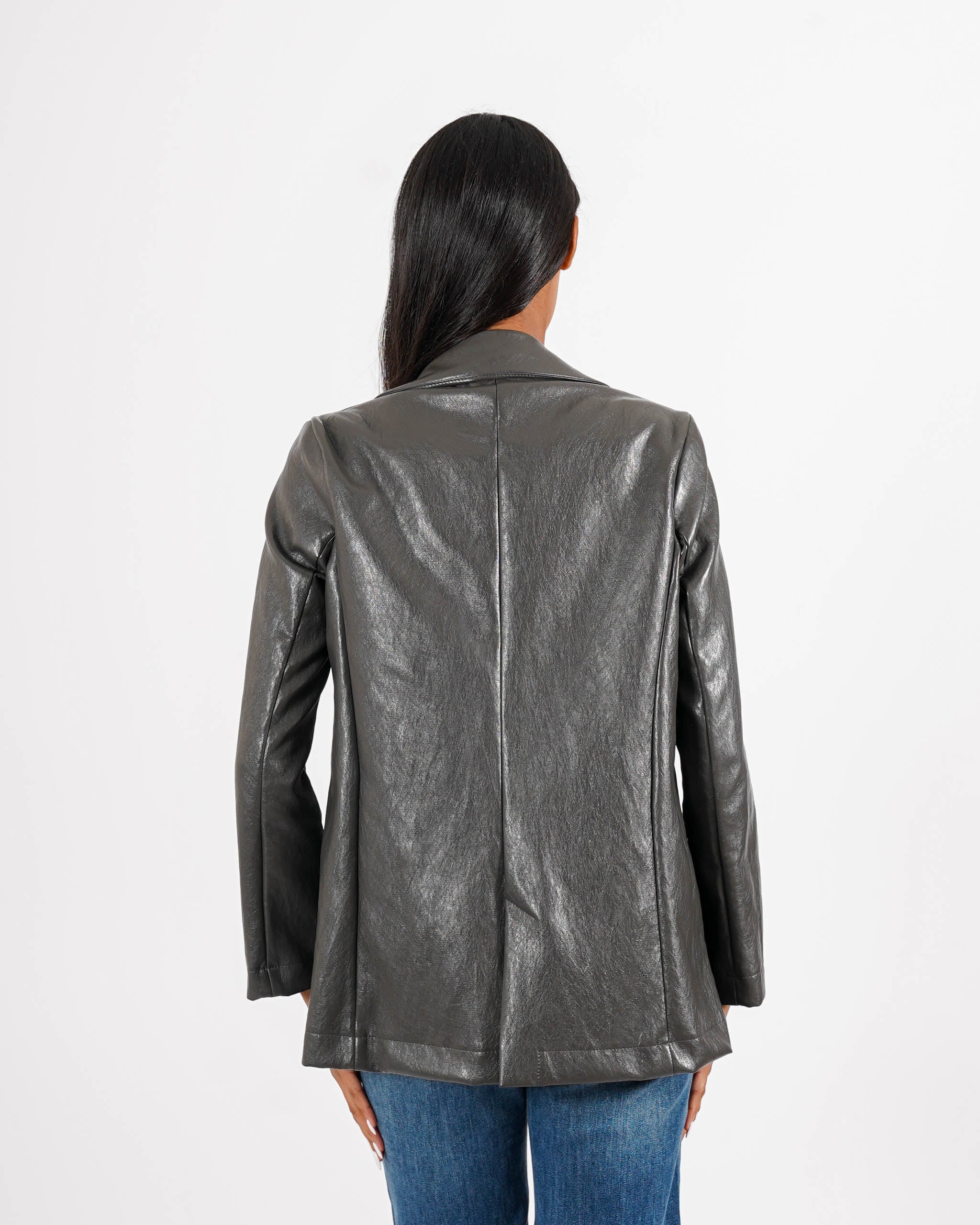 Blazer monopetto in tessuto eco pelle - Blinken