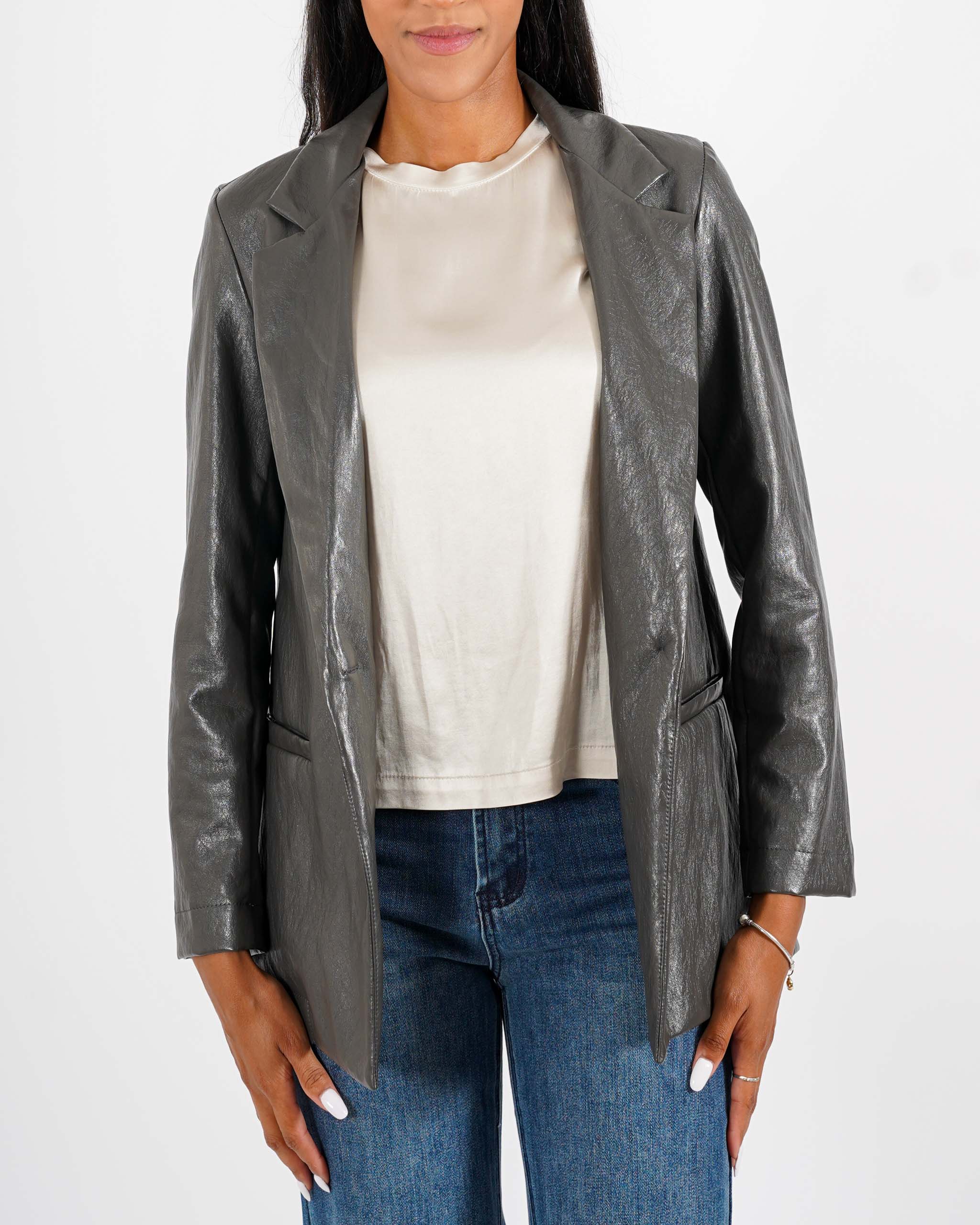 Blazer monopetto in tessuto eco pelle - Blinken
